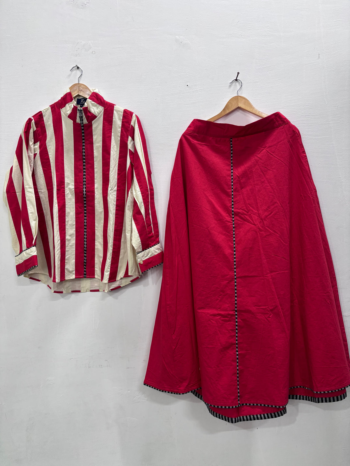 NISHA RED SHIRT AND SKIRT SET (SET OF 2) -Delivery in 10 TO 12 DAYS
