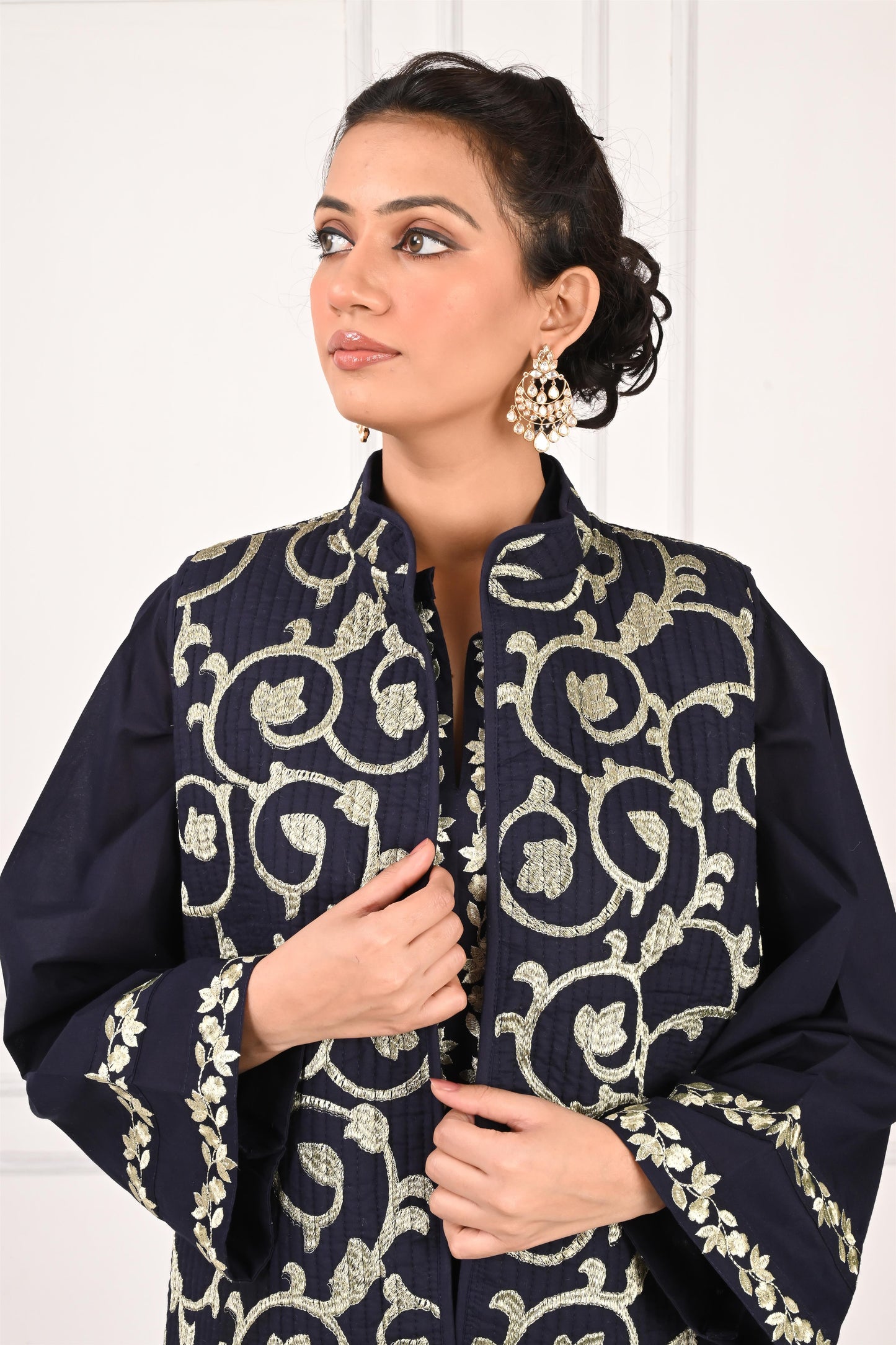 Shamshi navy blue set with winter jacket-same day delivery