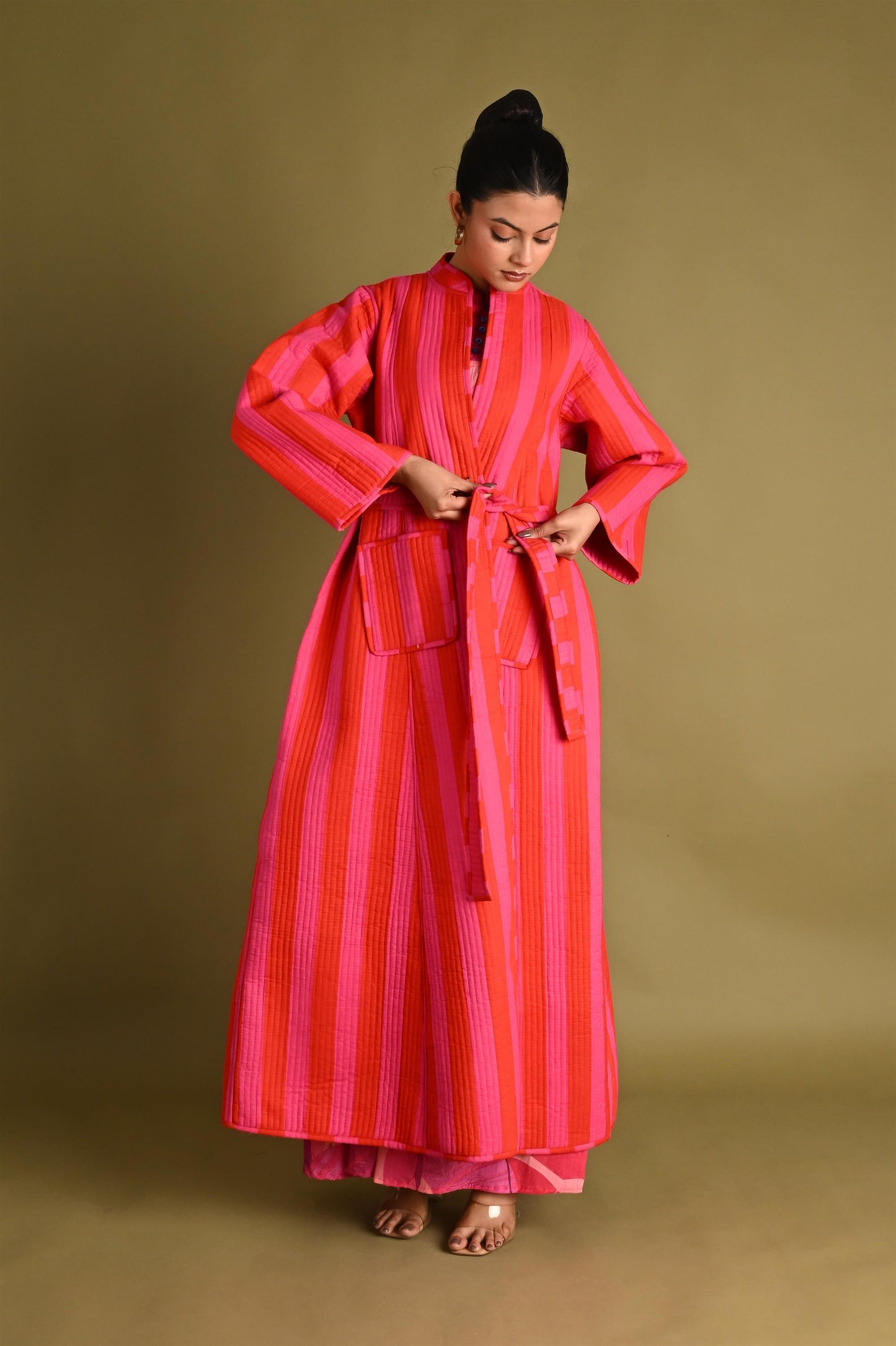 ISHA FUSCHIA WINTER QUILTED JACKET-SET OF 2-DELIVERY IN 1 TO 2DAYS