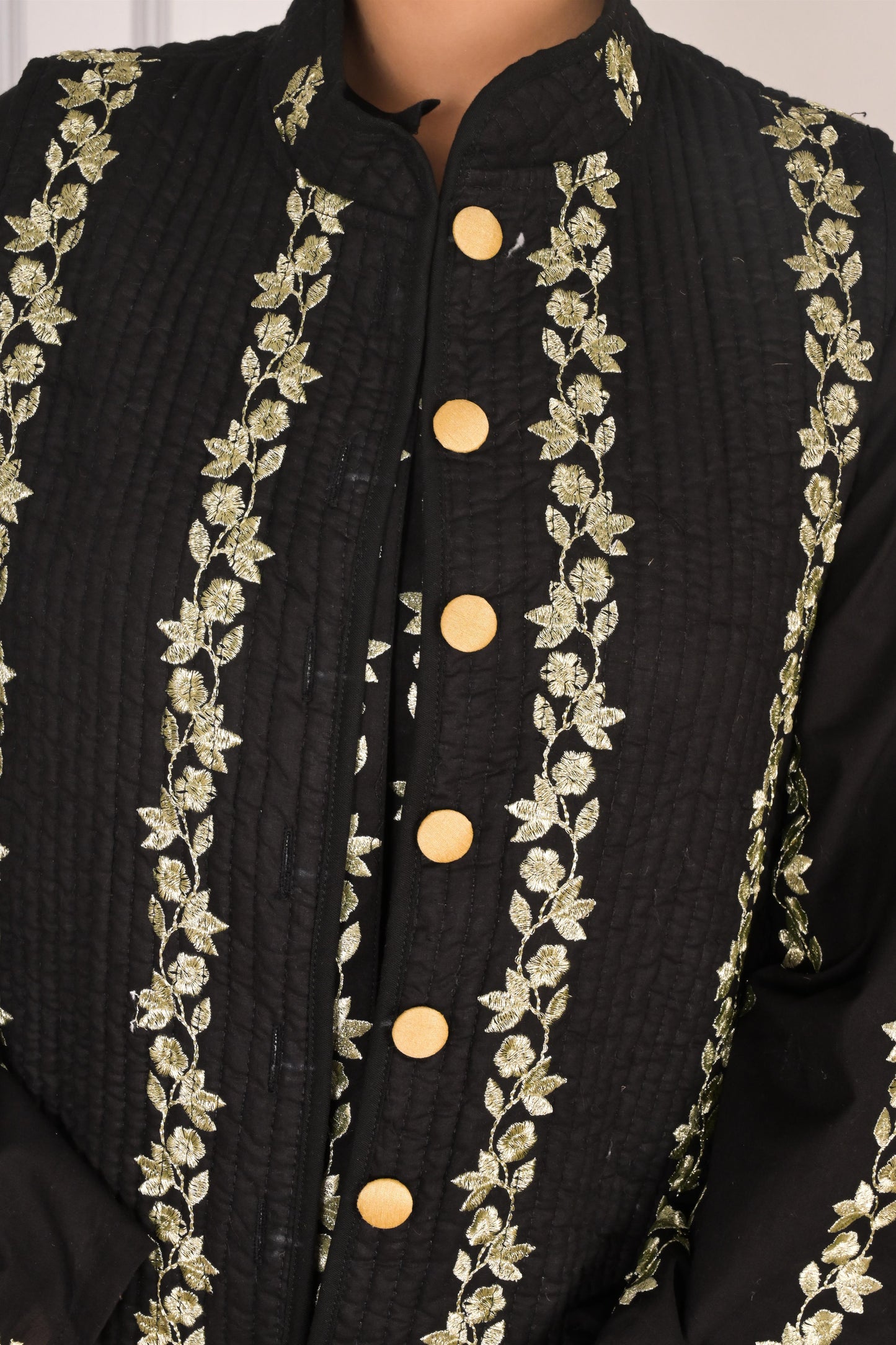 Shamshi black set with winter jacket-Delivery in 10 to 12 days