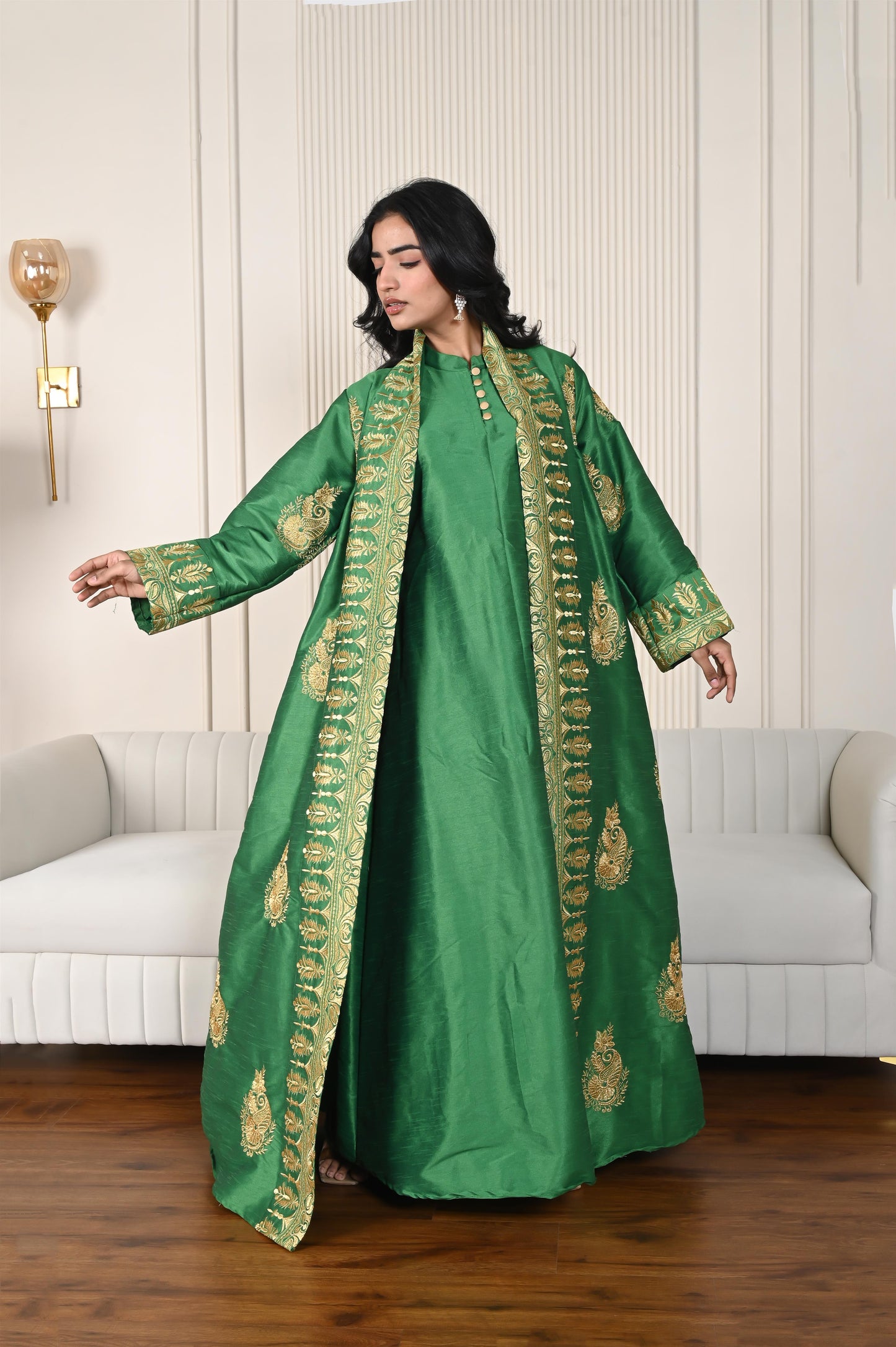 RIVAH SILK SET GREEN-SAME DAY DELIVERY
