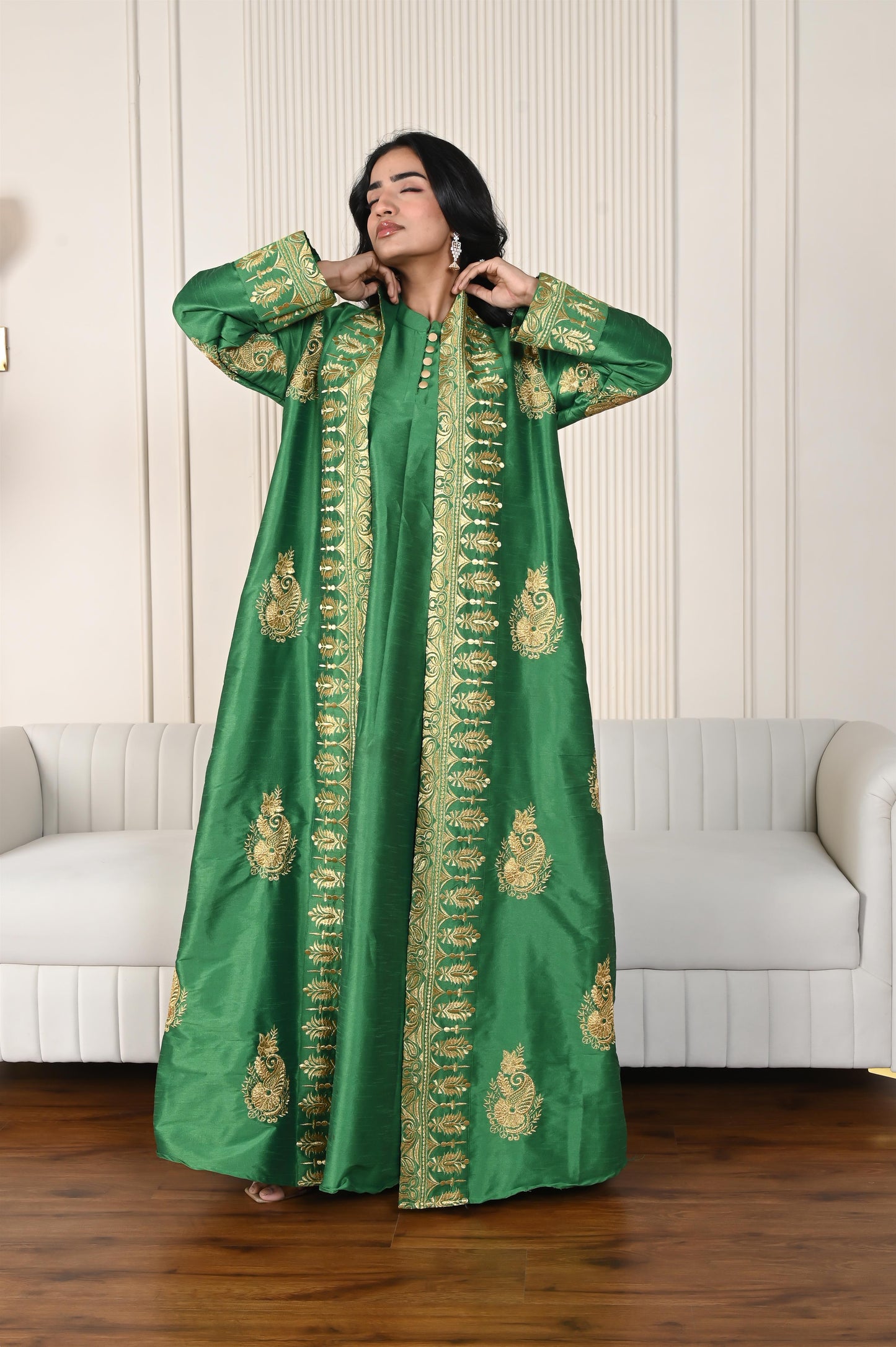 RIVAH SILK SET GREEN-SAME DAY DELIVERY