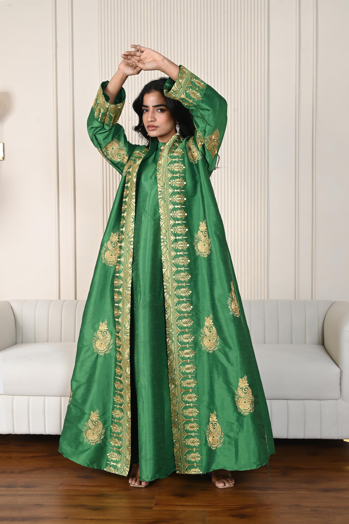 RIVAH SILK SET GREEN-SAME DAY DELIVERY