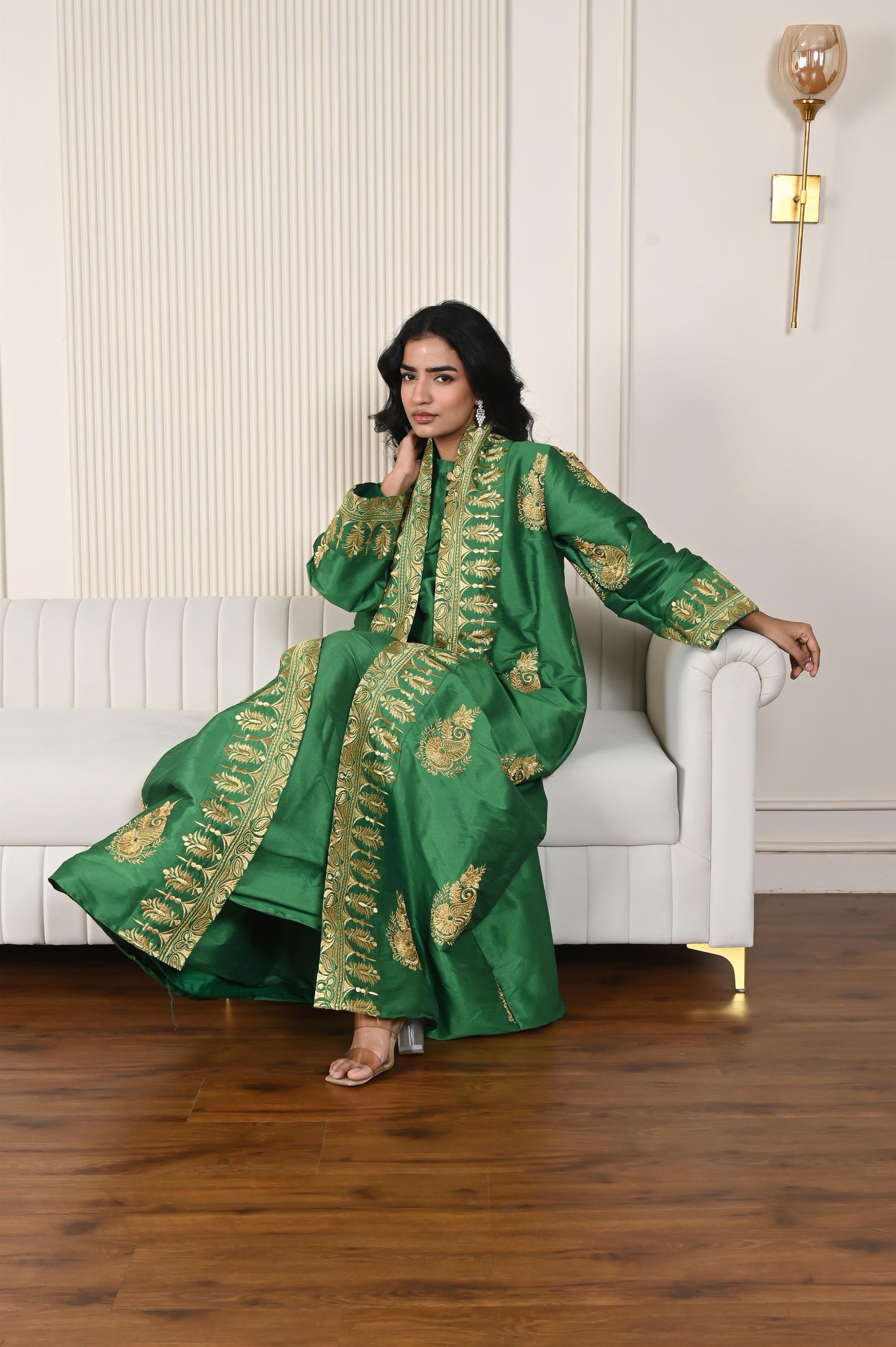 RIVAH SILK SET GREEN-SAME DAY DELIVERY