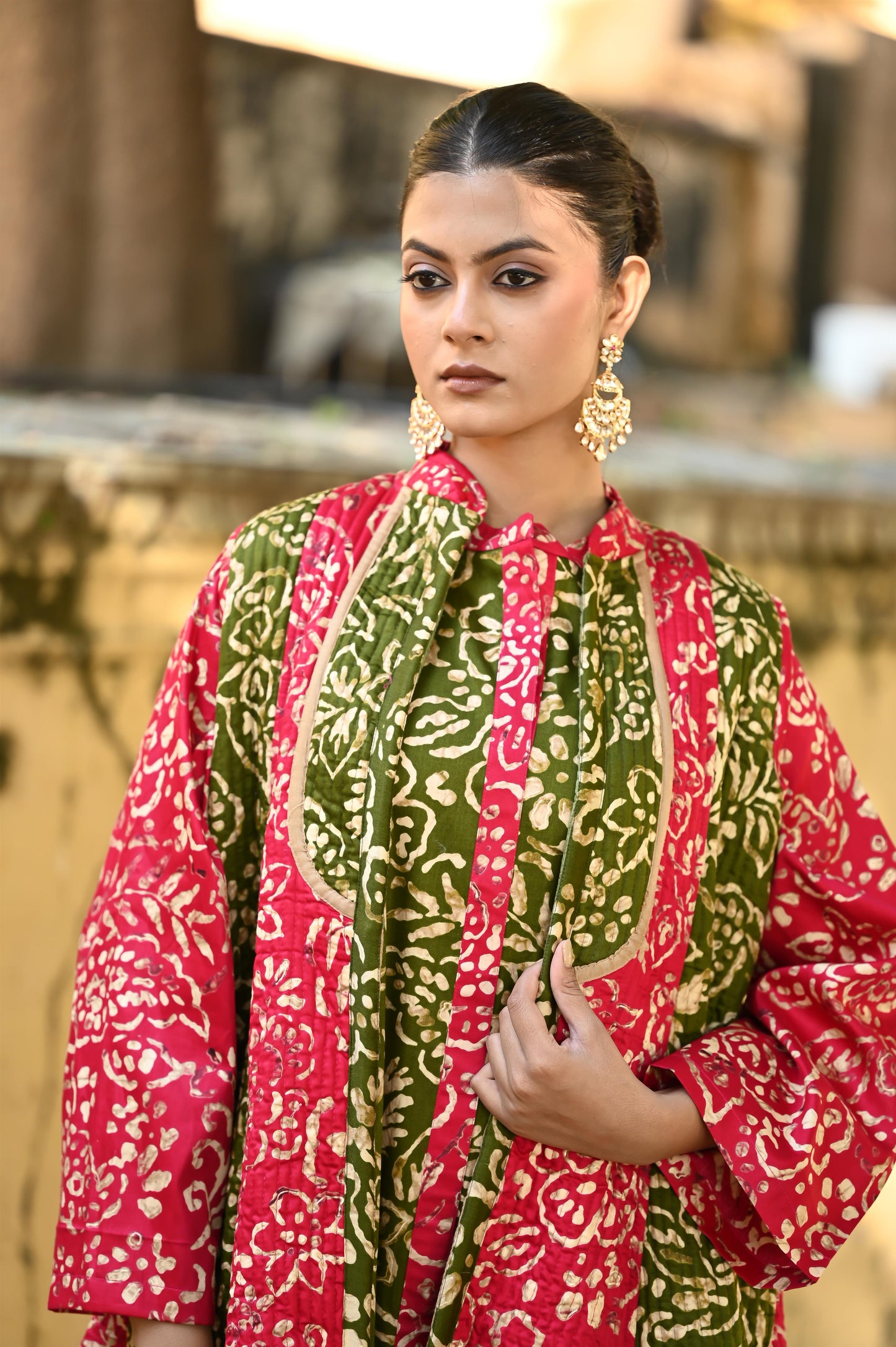 ASTEYA-قفطان من القطن والحرير مع جاكيت شتوي مبطّن-DELIVERY IN 1 OR 2 DAYS