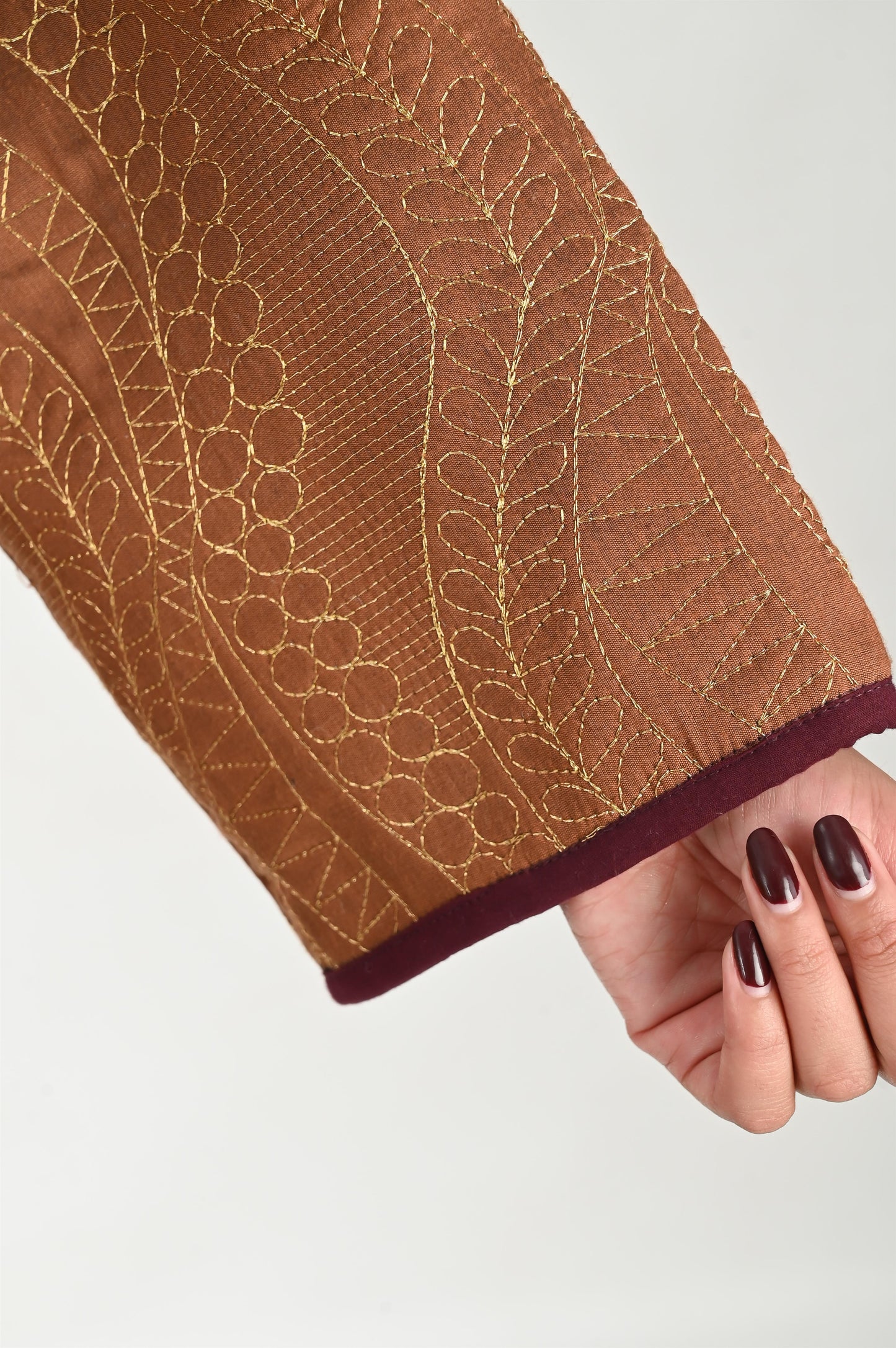 VAYU-VELVET KAFTAN AND QUILTED EMBROIDERED JACKET SET-DELIVERY IN 7 TO 10 DAYS