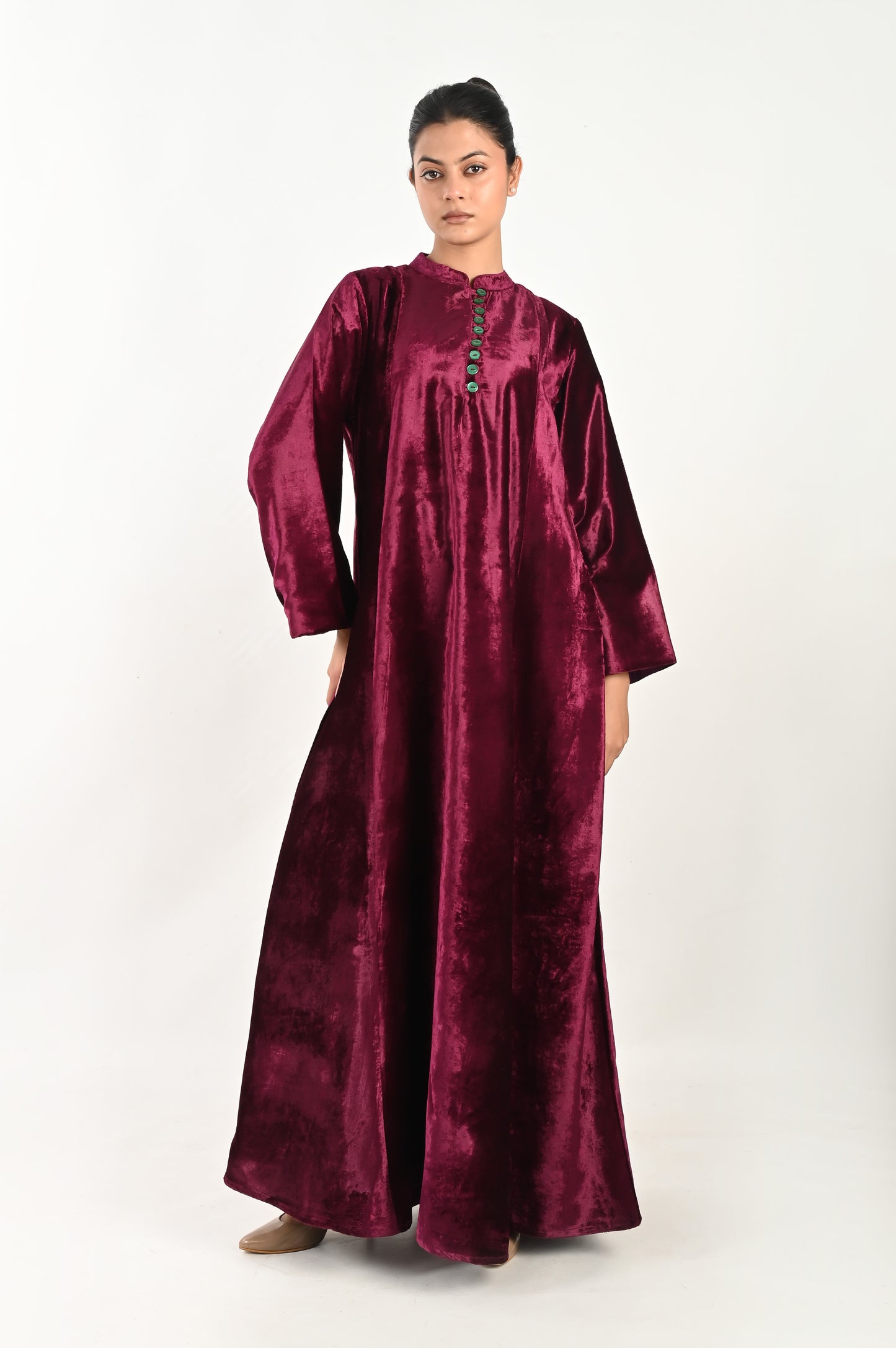 ASLESA-VELVET KAFTAN AND SHAWL SET-DELIVERY IN 7 TO 10 DAYS