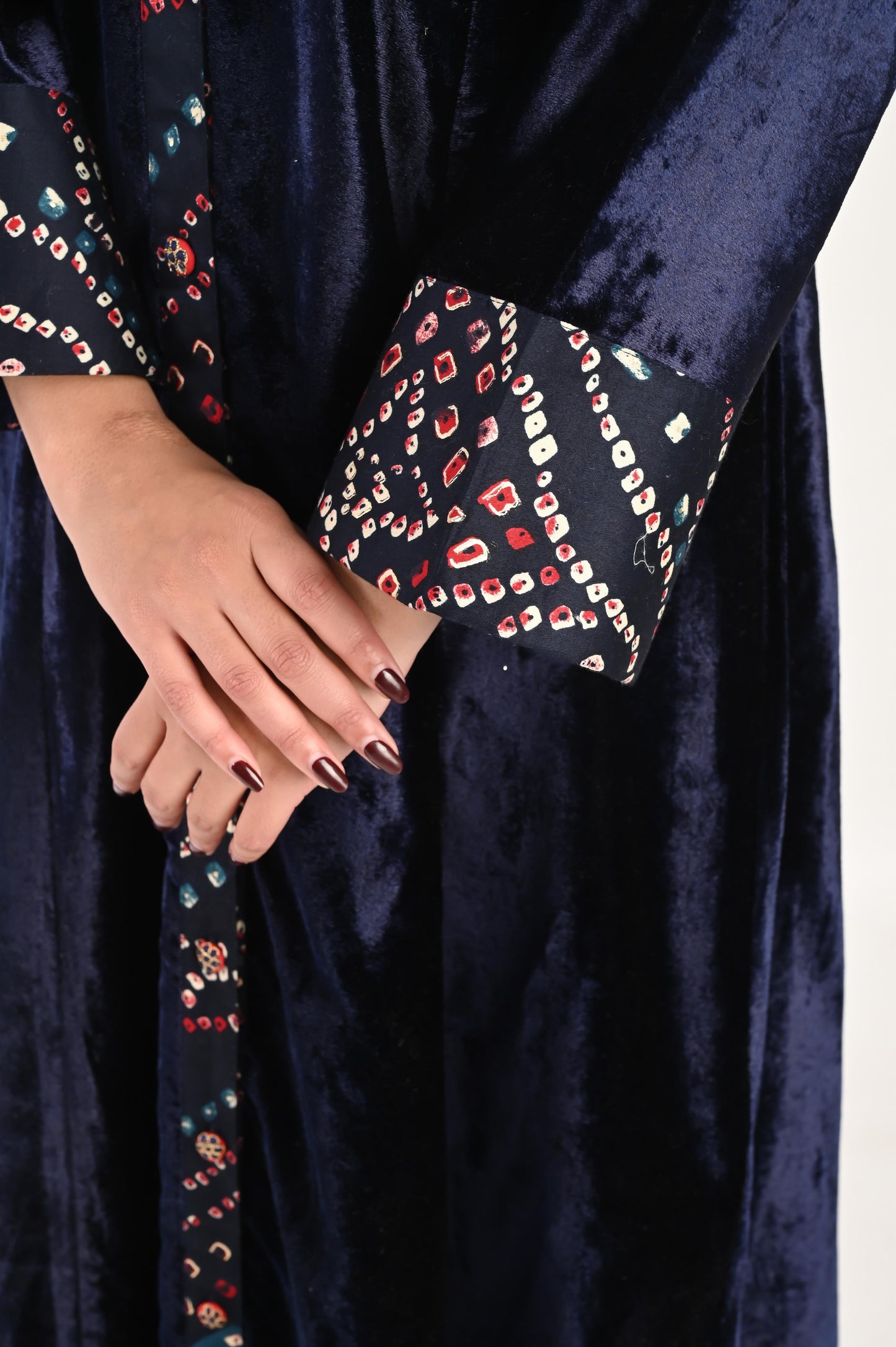 MAGHA VELVET AND QUILTED COTTON KAFTAN-DELIVERY IN 7 TO 10 DAYS