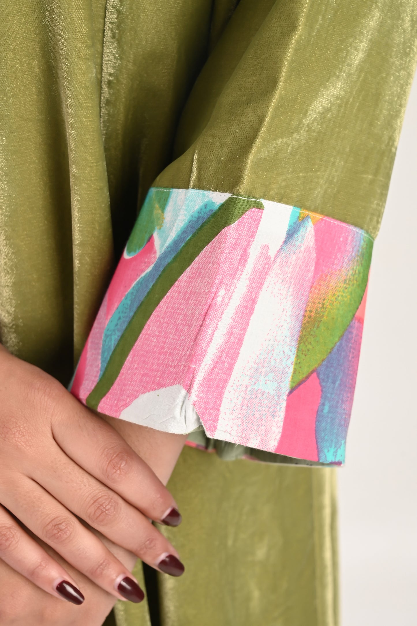 ANYA VELVET AND QUILTED COTTON KAFTAN-DELIVERY IN 7 TO 10 DAYS