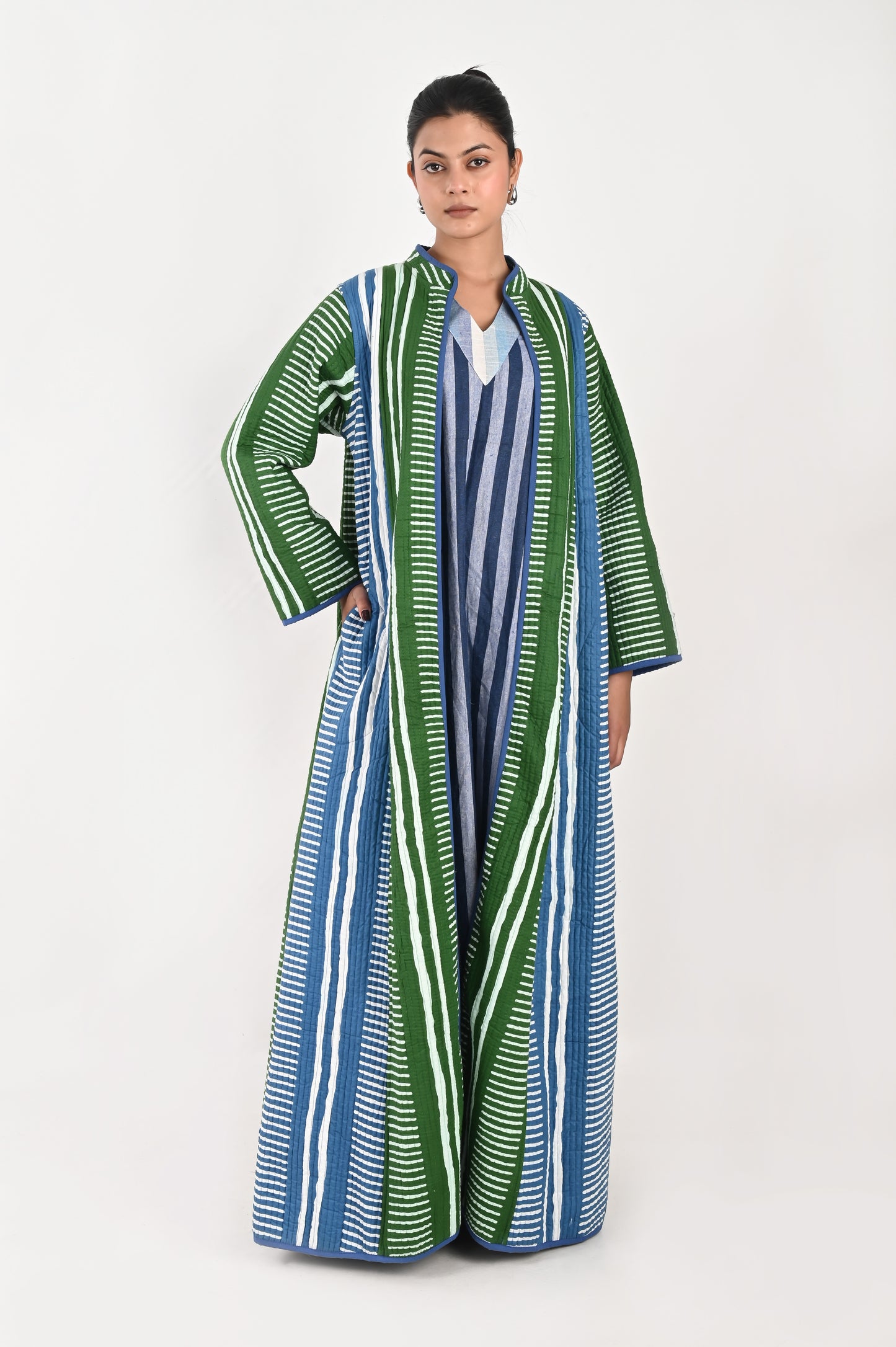 ISHA GREEN AND BLUE WINTER QUILTED JACKET SET OF 2-DELIVERY IN 10 TO 12 DAYS