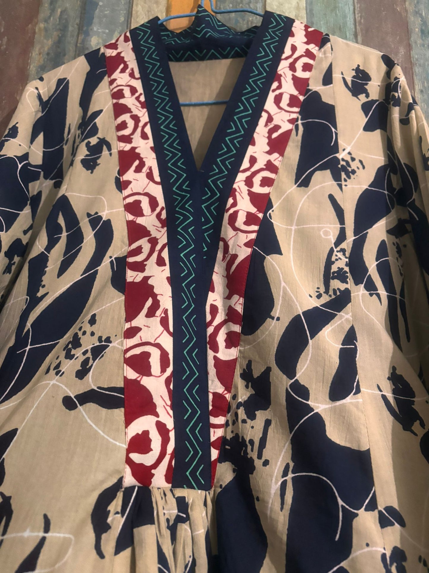 Radhe dark Blue and beige-delivery in 7 to 10 days