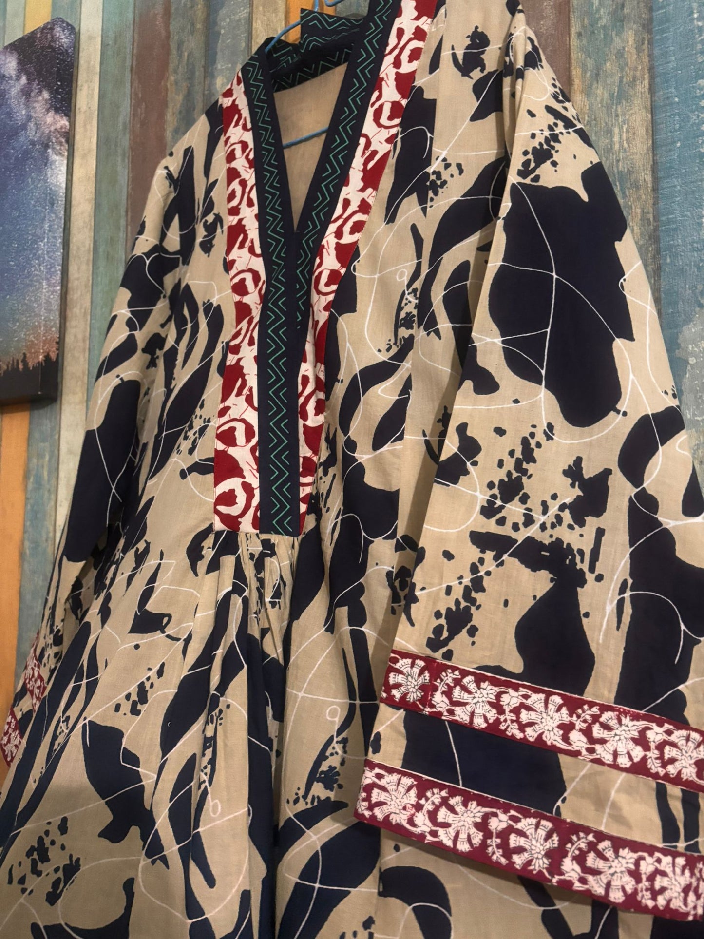 Radhe dark Blue and beige-delivery in 7 to 10 days