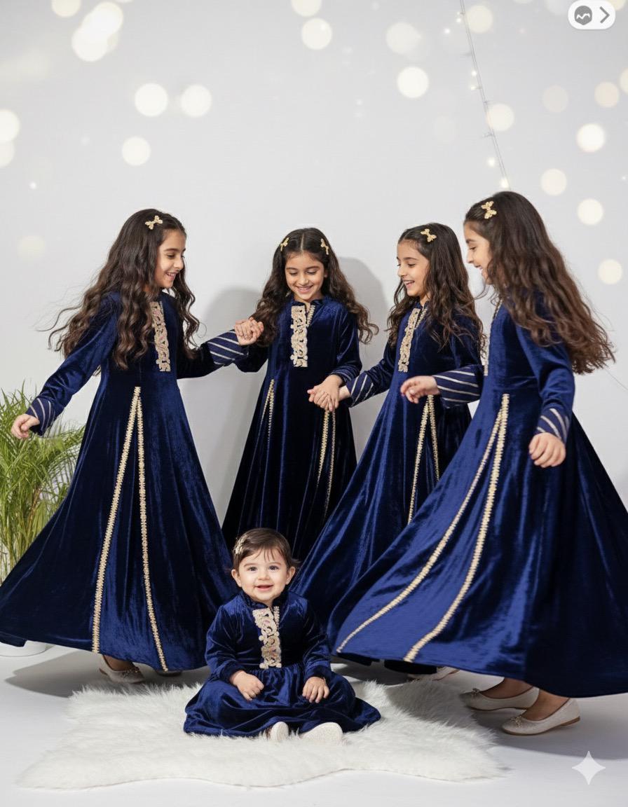 KAYA VELVET NAVY BLUE and GREEN KIDS-DELIVERY IN 10 TO 12 DAYS