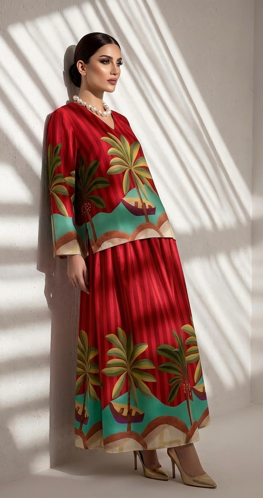 SORAYA RED TOP AND SKIRT SET(SET OF 2) -Delivery in 1 WEEK