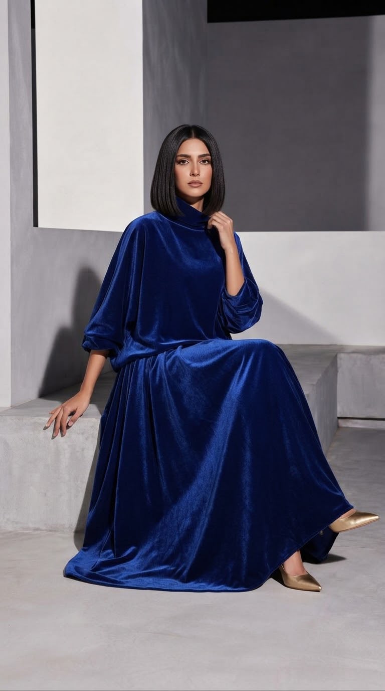 EMA Royal blue VELEVT SET-DELIVERY IN 10 TO 12 DAYS