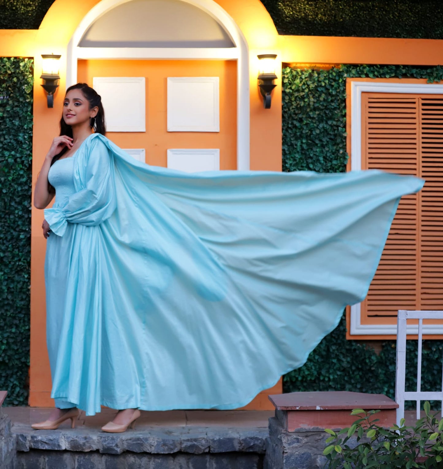 Kaya Blue SAREE JACKET KAFTAN