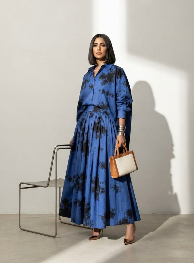 SHIBORI SHIRT AND SKIRT SET  (SET OF 2) -PREORDER-DELIVERY IN 2 WEEKS