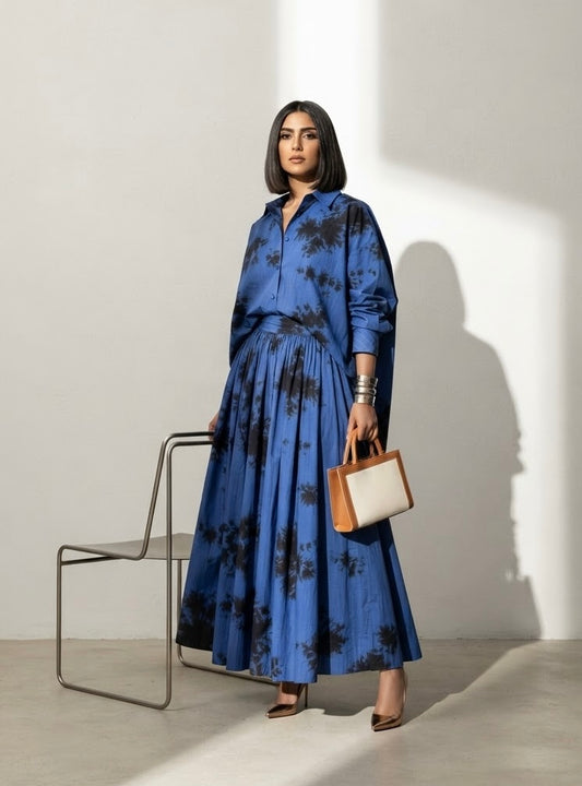 SHIBORI SHIRT AND SKIRT SET  (SET OF 2) -PREORDER-DELIVERY IN 2 WEEKS