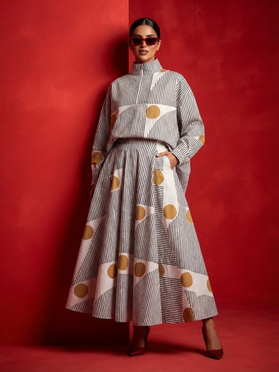 ASMA beige SHIRT AND SKIRT SET  (SET OF 2) -preorder Delivery in 2 weeks (Copy)