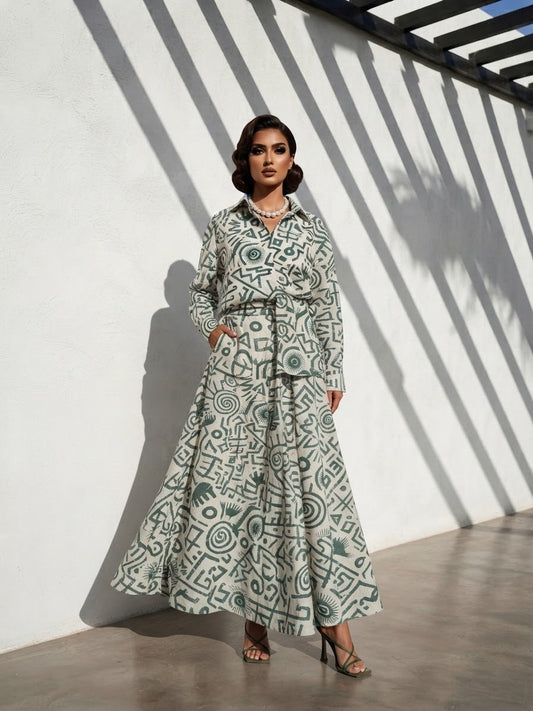 TATTVA  green SKIRT AND SHIRT SET (SET OF 2) -Delivery in 1 Week