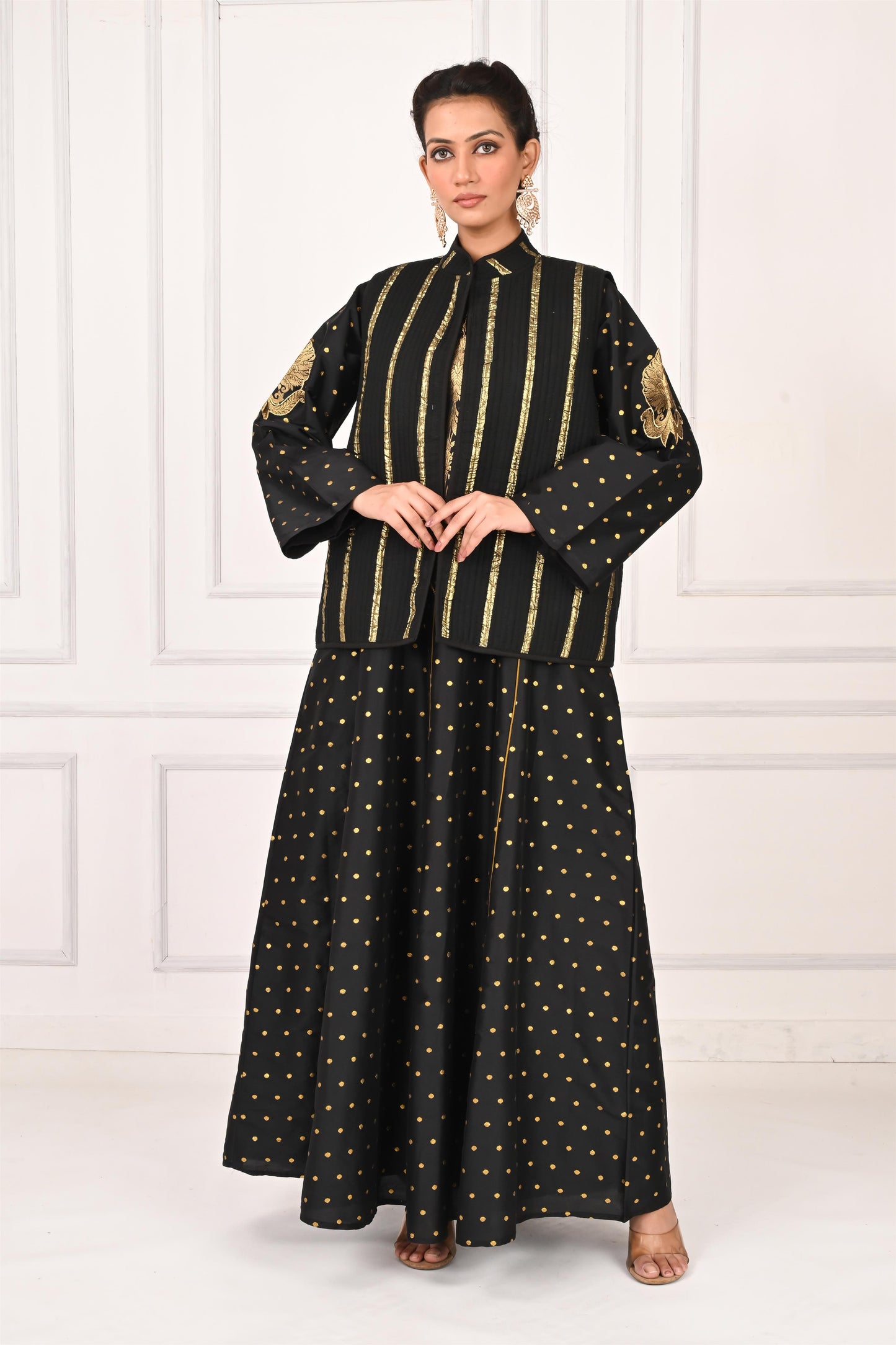 INAYA  SILK COTTON SET WITH WINTER JACKET-same day delivery