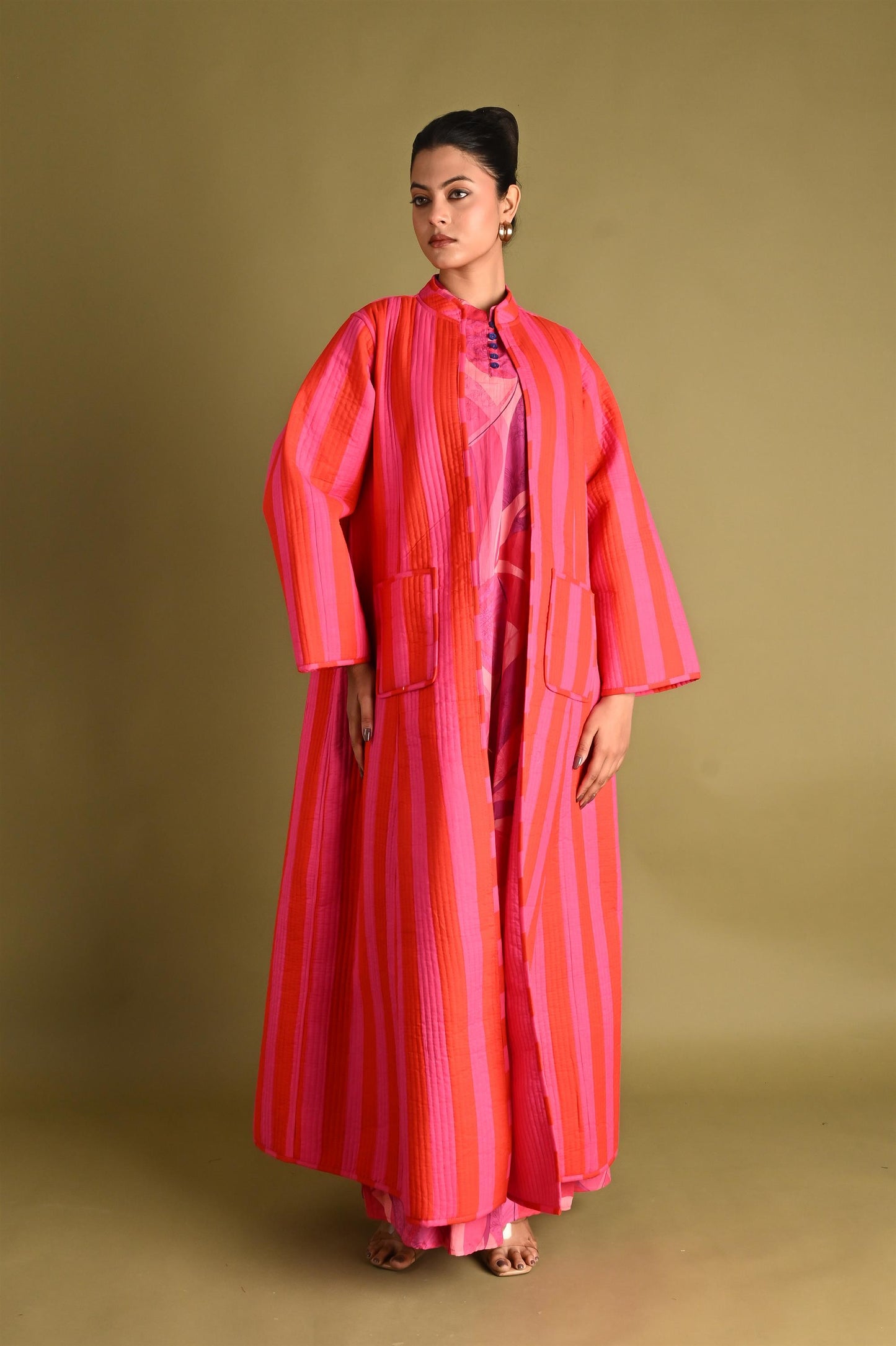 ISHA FUSCHIA WINTER QUILTED JACKET-SET OF 2-DELIVERY IN 1 TO 2DAYS