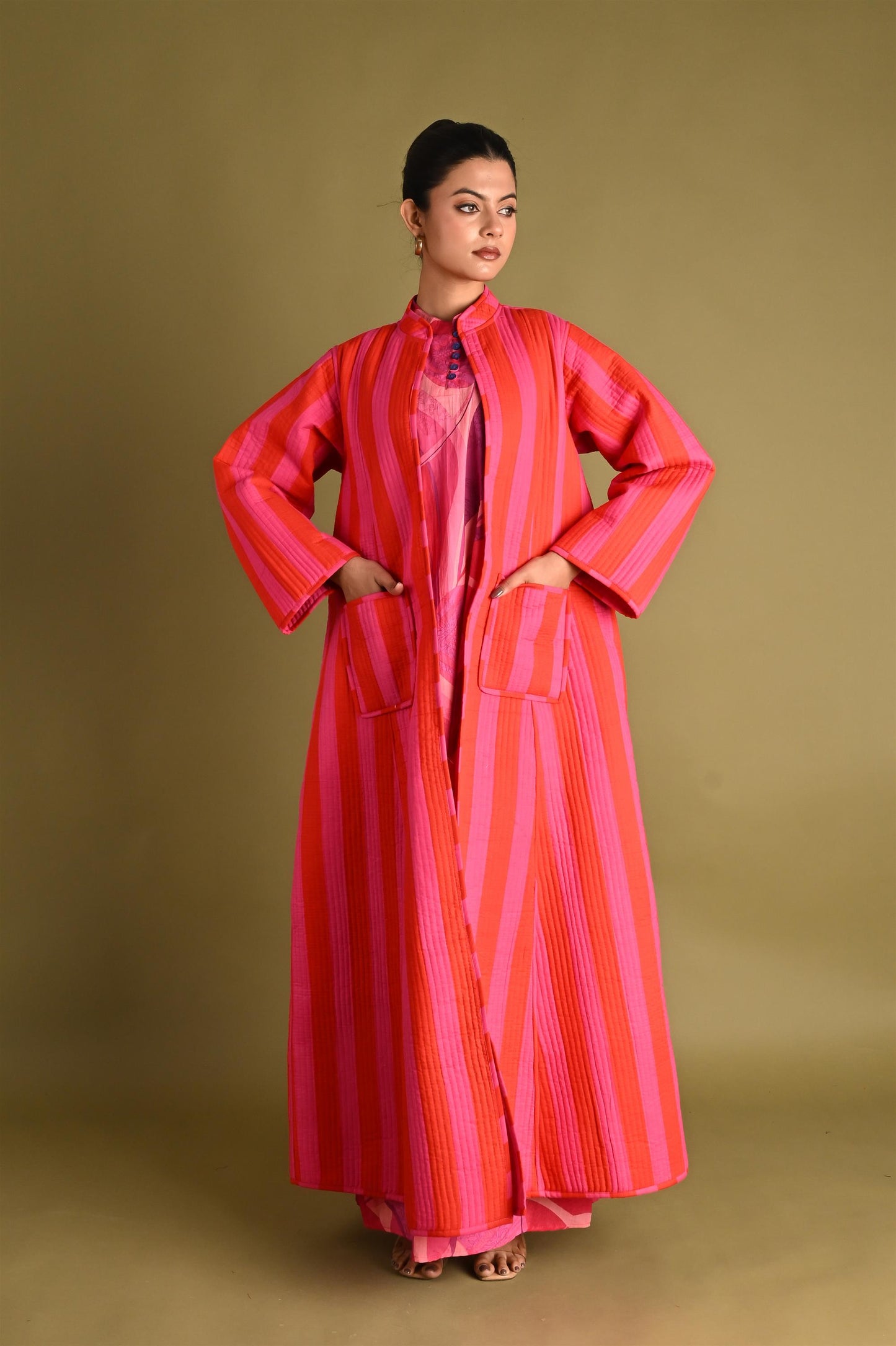 ISHA FUSCHIA WINTER QUILTED JACKET-SET OF 2-DELIVERY IN 1 TO 2DAYS