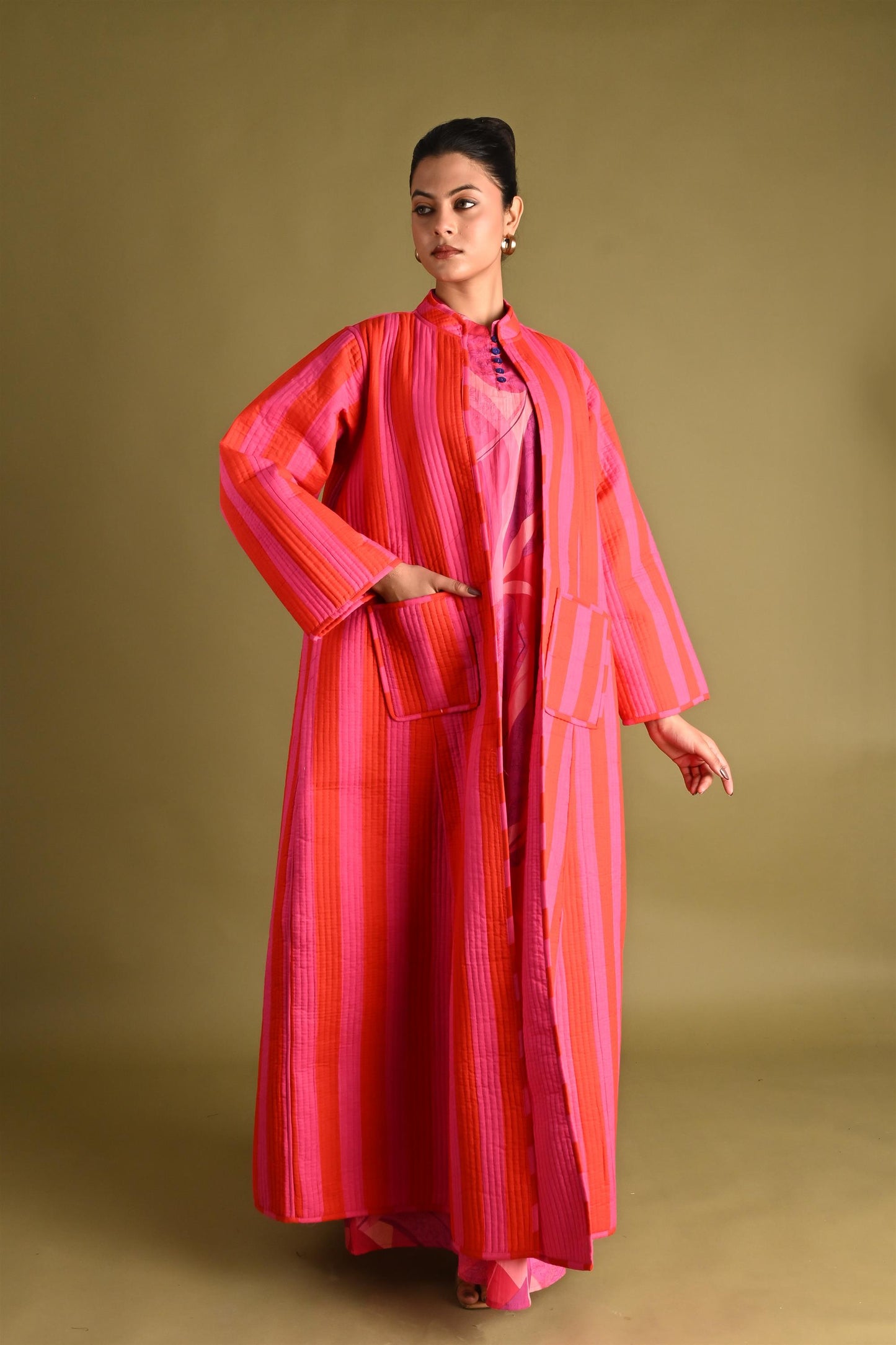 ISHA FUSCHIA WINTER QUILTED JACKET-SET OF 2-DELIVERY IN 1 TO 2DAYS