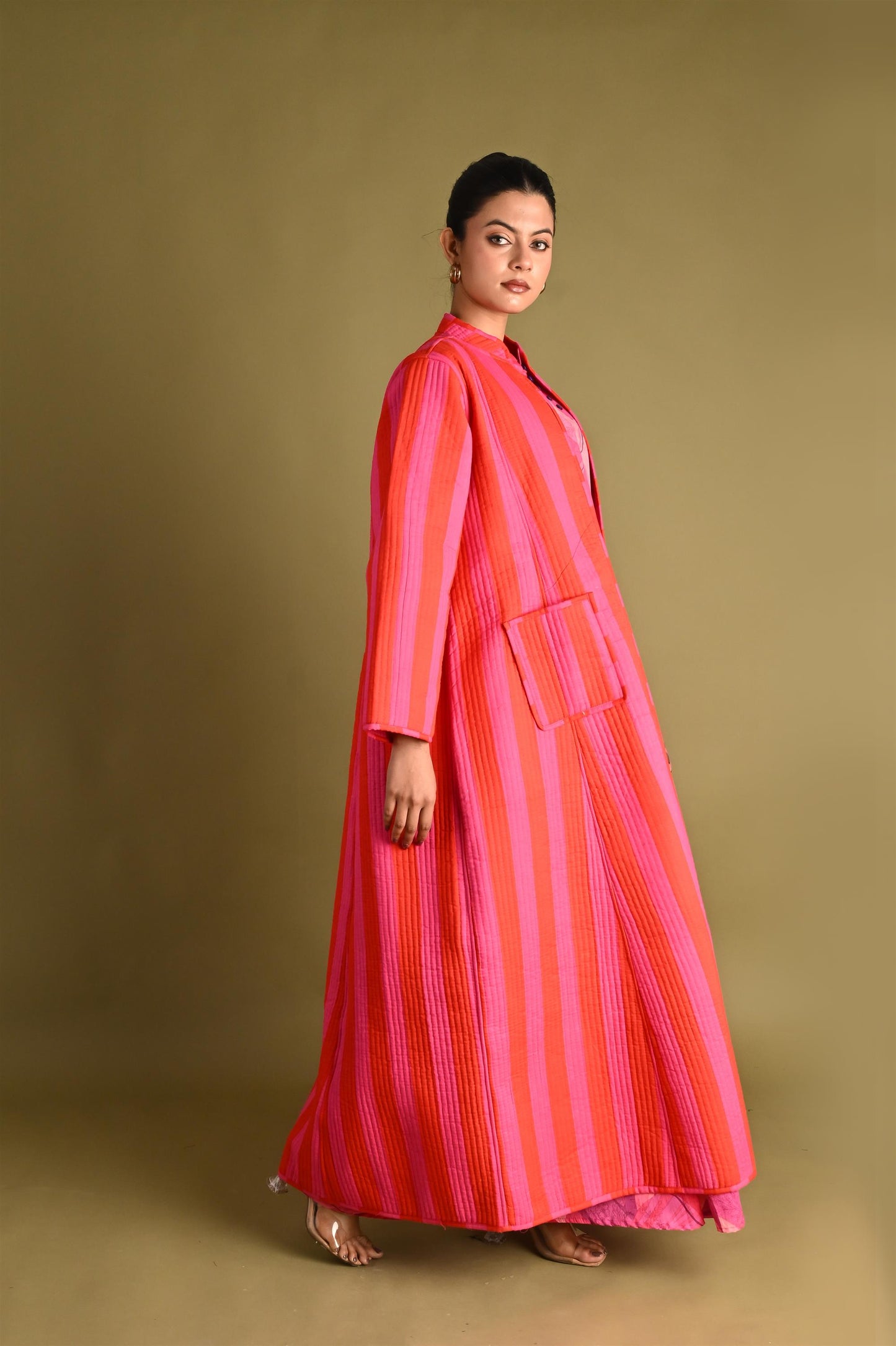 ISHA FUSCHIA WINTER QUILTED JACKET-SET OF 2-DELIVERY IN 1 TO 2DAYS