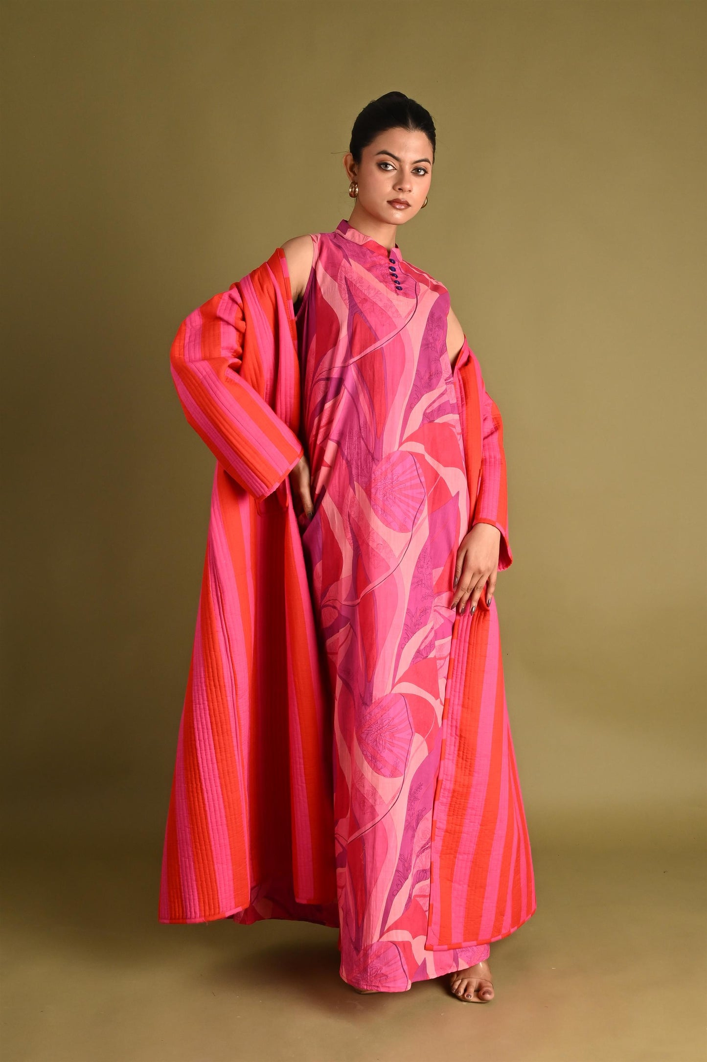 ISHA FUSCHIA WINTER QUILTED JACKET-SET OF 2-DELIVERY IN 1 TO 2DAYS