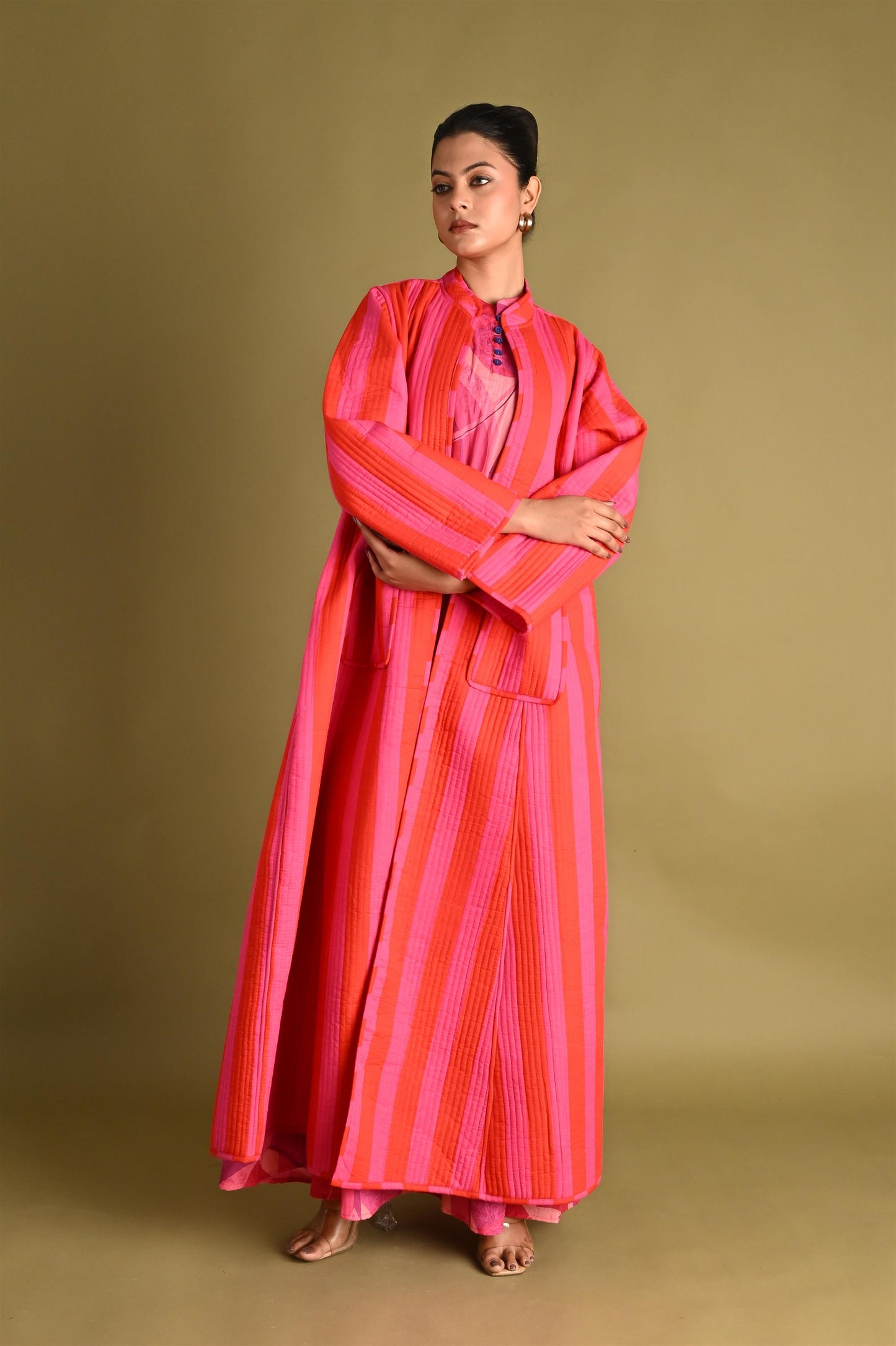 ISHA FUSCHIA WINTER QUILTED JACKET-SET OF 2-DELIVERY IN 1 TO 2DAYS