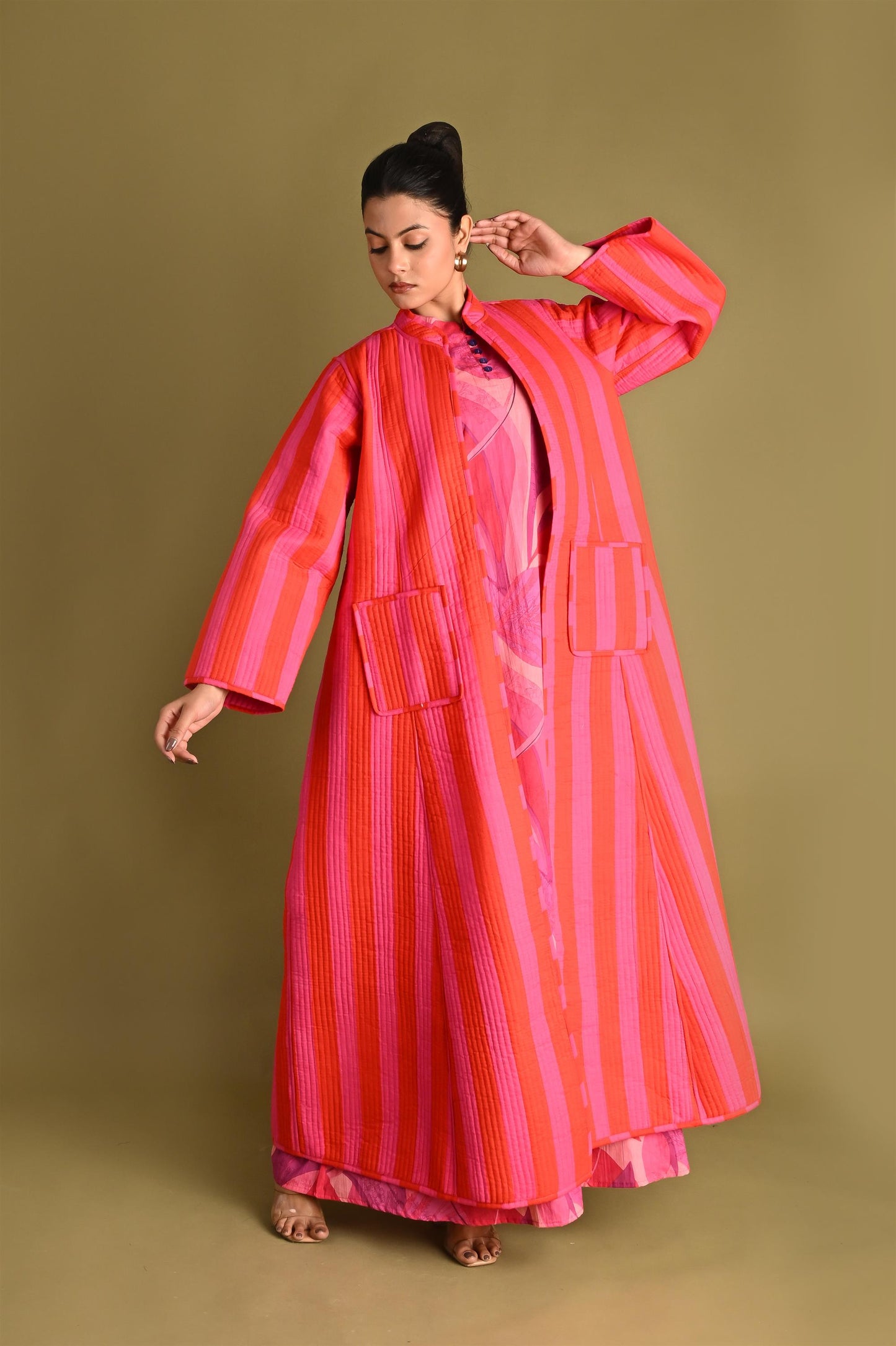 ISHA FUSCHIA WINTER QUILTED JACKET-SET OF 2-DELIVERY IN 1 TO 2DAYS