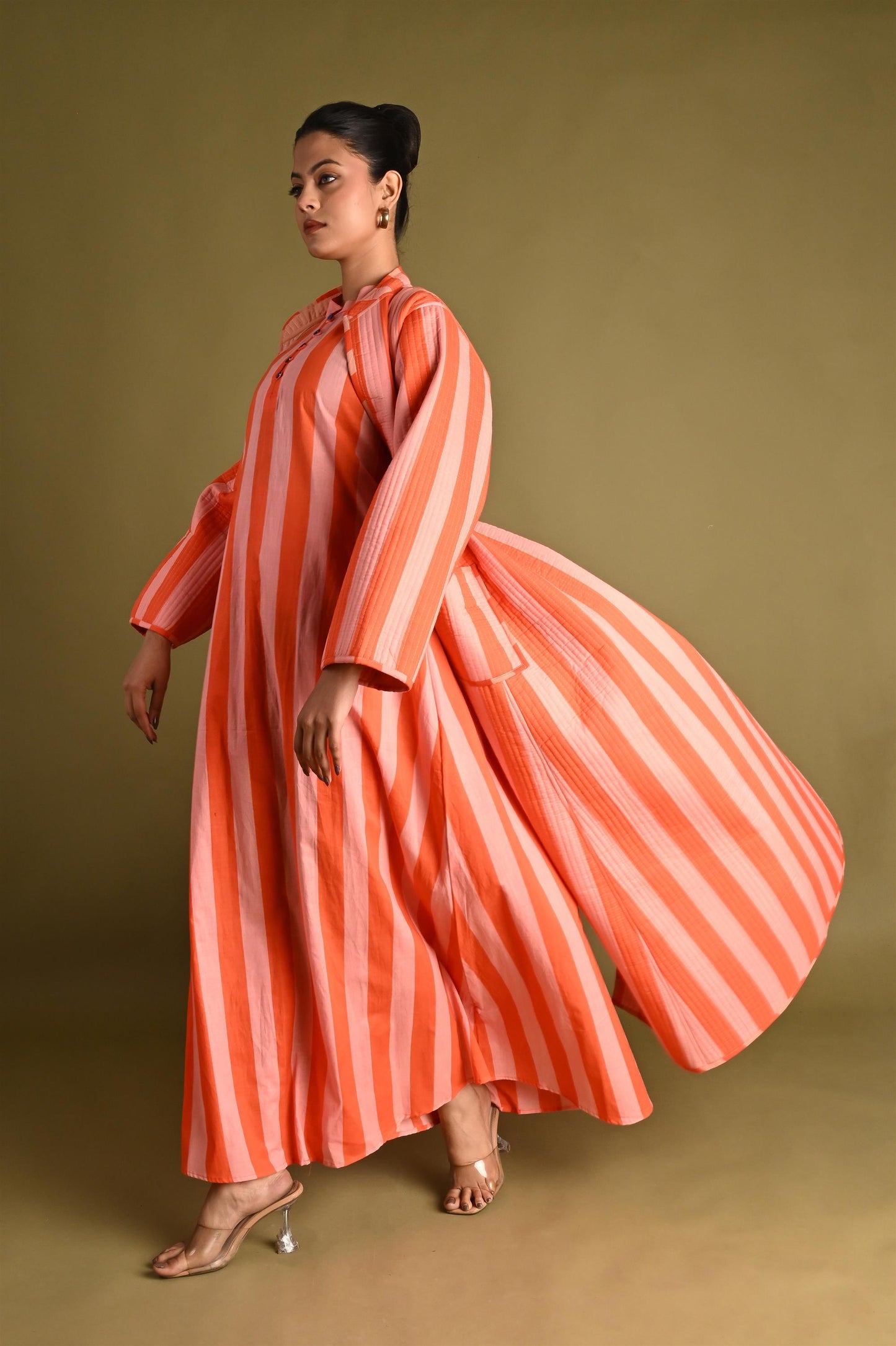 NIA  ORANGE WINTER QUILTED JACKET SET-DELIVERY IN 7 TO 10 DAYS