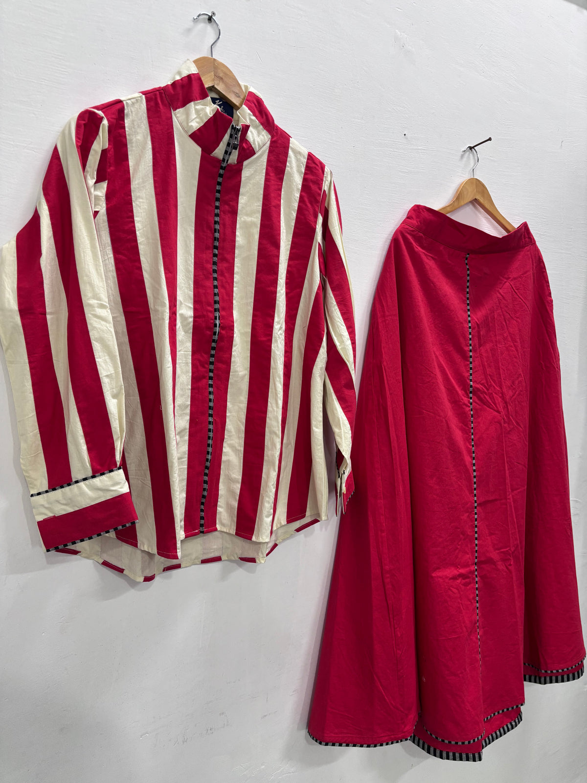 NISHA RED SHIRT AND SKIRT SET  (SET OF 2) -Delivery in 10 TO 12 DAYS