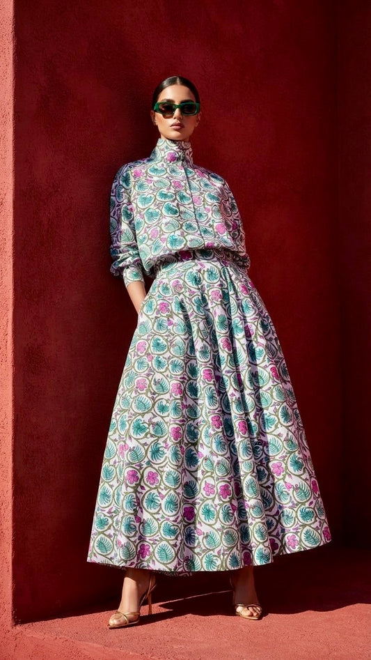 CRIMSON SKIRT AND SHIRT SET (SET OF 2) -Delivery in 3 TO 4 DAYS