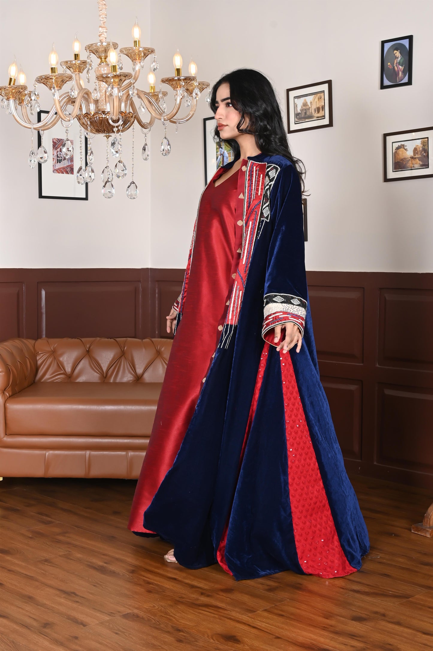 CERA  velvet  BISHT set