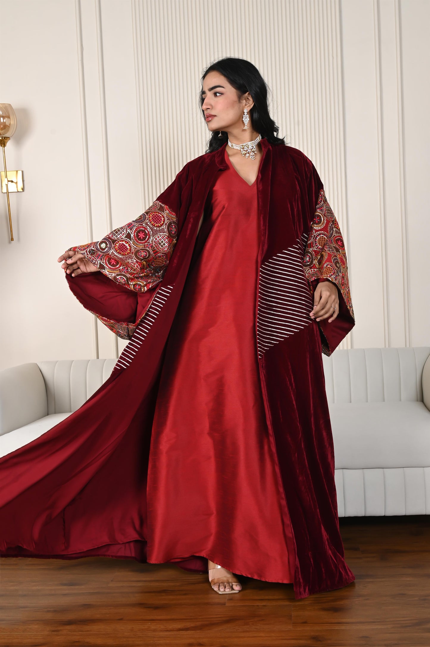 ISHA  VELVET BISHT SET- PREORDER