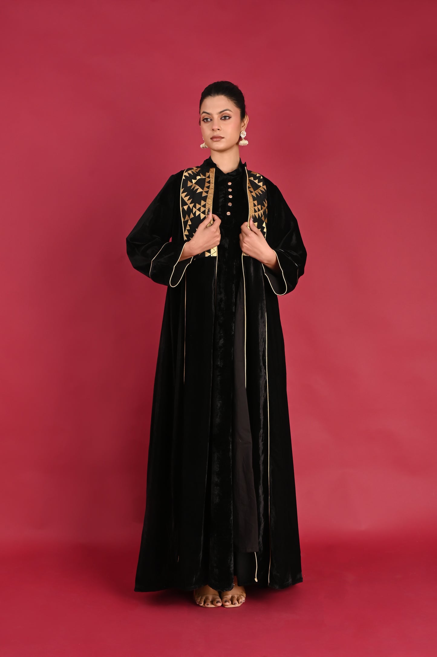 AGNI-VELVET KAFTAN  SET-DELIVERY IN 1TO 2 DAYS