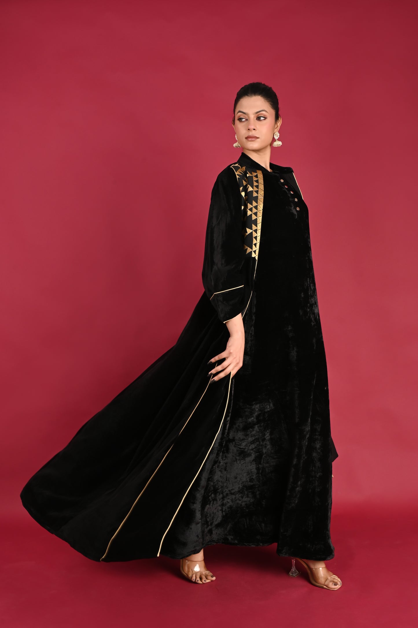 AGNI-VELVET KAFTAN  SET-DELIVERY IN 1TO 2 DAYS