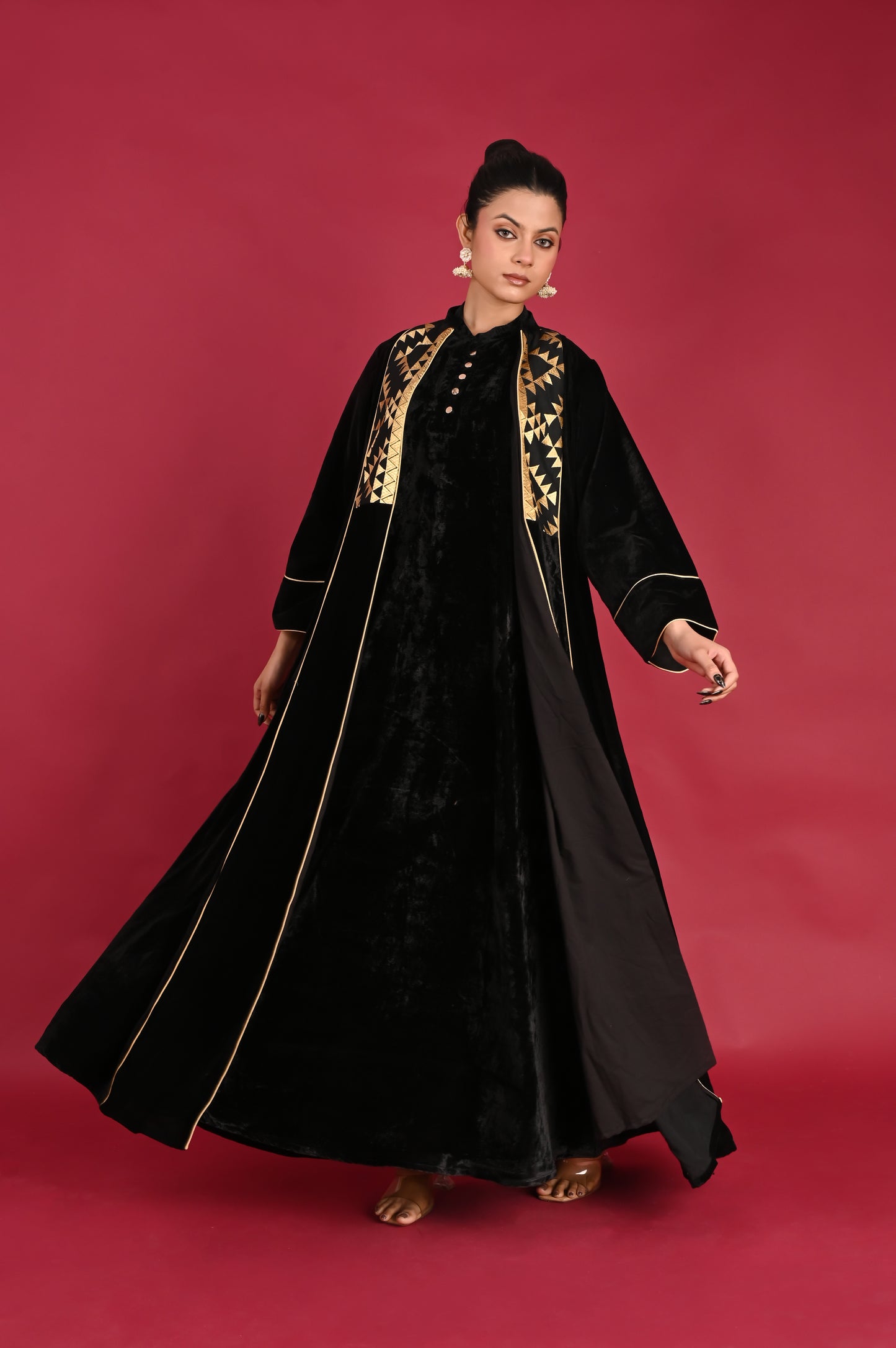 AGNI-VELVET KAFTAN  SET-DELIVERY IN 1TO 2 DAYS