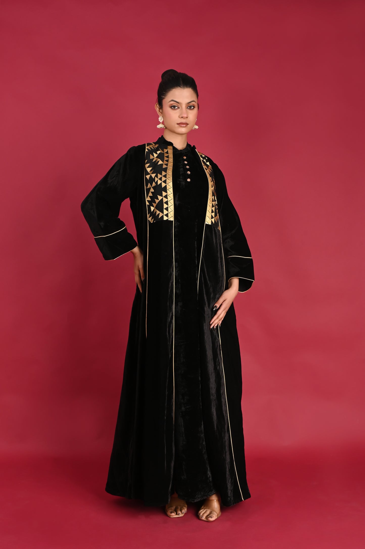 AGNI-VELVET KAFTAN  SET-DELIVERY IN 1TO 2 DAYS
