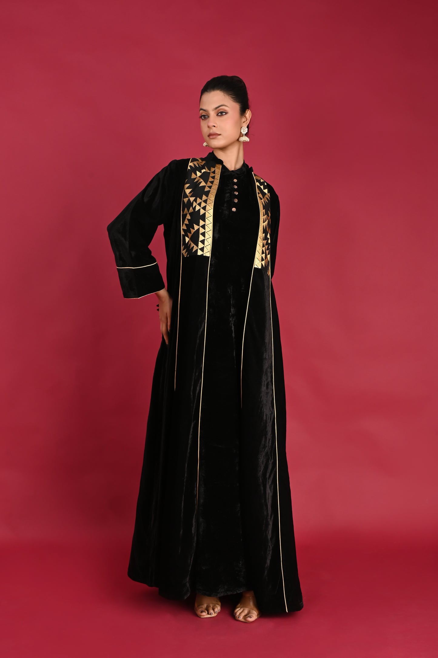 AGNI-VELVET KAFTAN  SET-DELIVERY IN 1TO 2 DAYS
