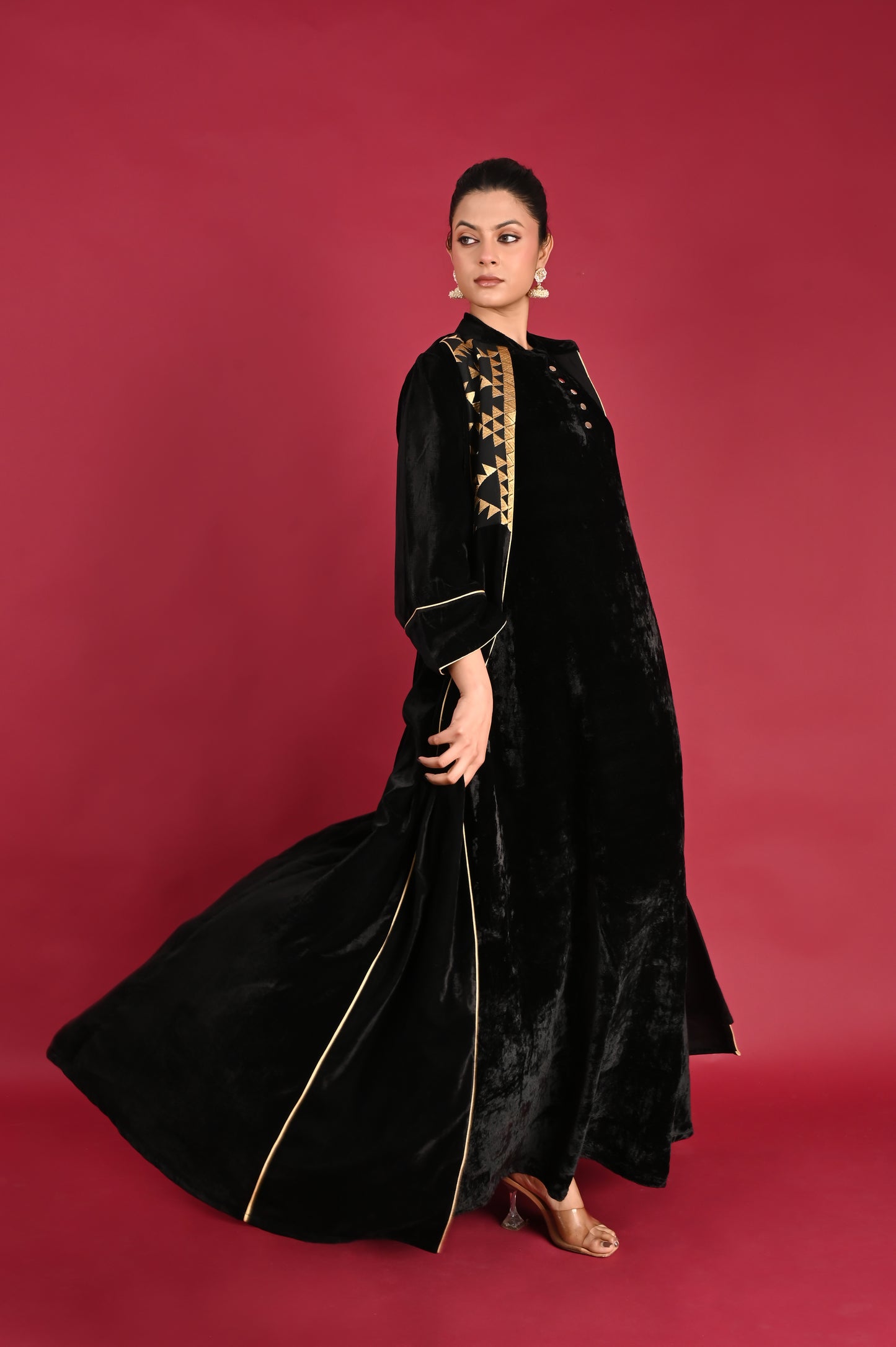 AGNI-VELVET KAFTAN  SET-DELIVERY IN 1TO 2 DAYS