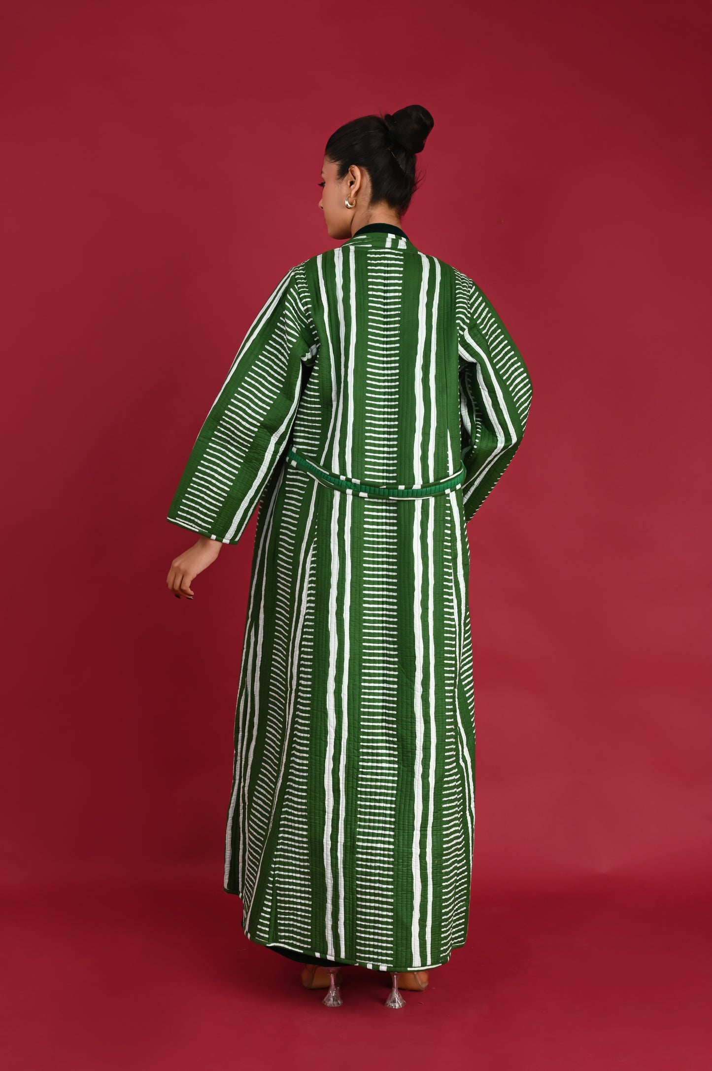 NAVIRA GREEN WINTER QUILTED JACKET SET-DELIVERY IN 3 TO 4 DAYS