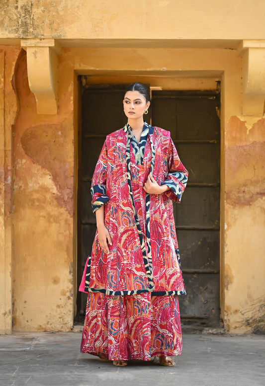 INA -SAME DAY DELIVERY-قفطان من القطن والحرير مع جاكيت شتوي مبطّن