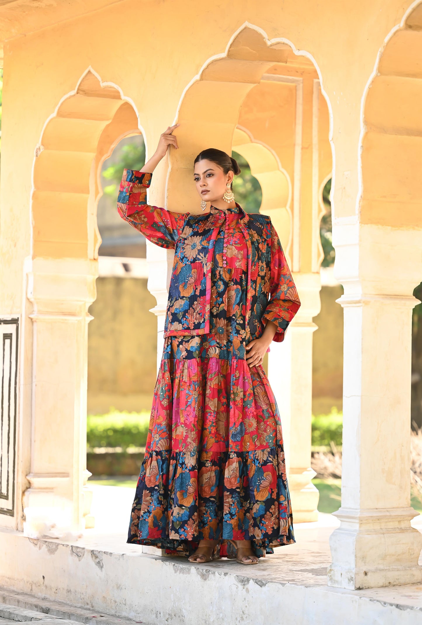 ATYA SET-DELIVERY IN 1 OR 2 DAYS-قفطان من القطن والحرير مع جاكيت شتوي مبطّن