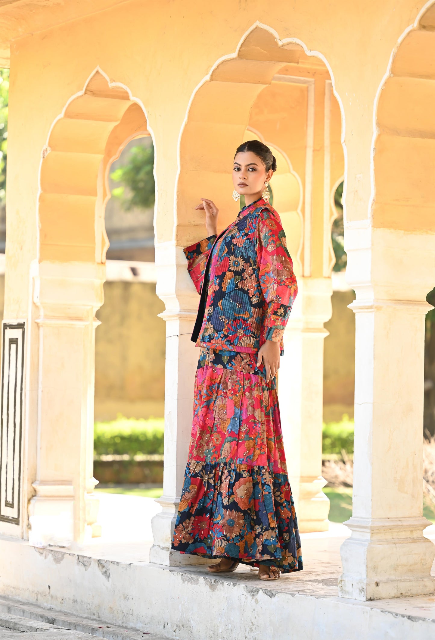 ATYA SET-DELIVERY IN 1 OR 2 DAYS-قفطان من القطن والحرير مع جاكيت شتوي مبطّن