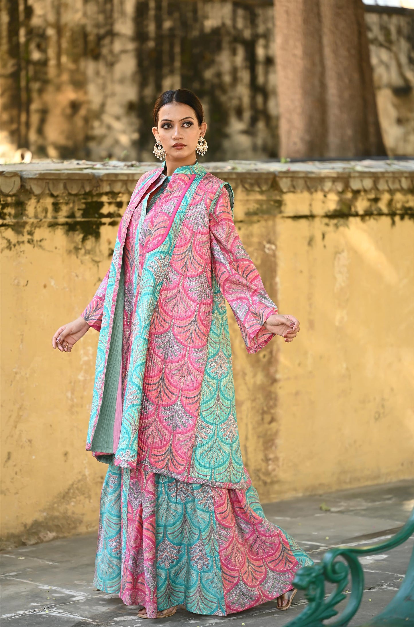 KARA- -قفطان من القطن والحرير مع جاكيت شتوي مبطّن-DELIVERY IN 1 OR 2 DAYS