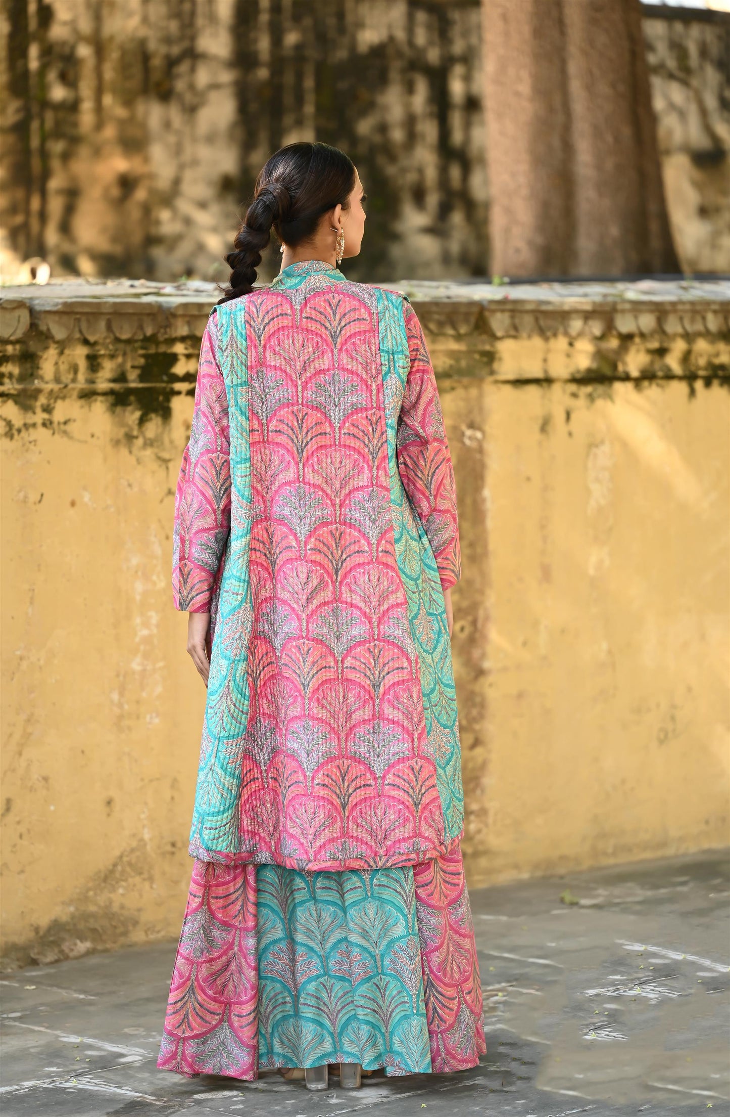 KARA- -قفطان من القطن والحرير مع جاكيت شتوي مبطّن-DELIVERY IN 1 OR 2 DAYS