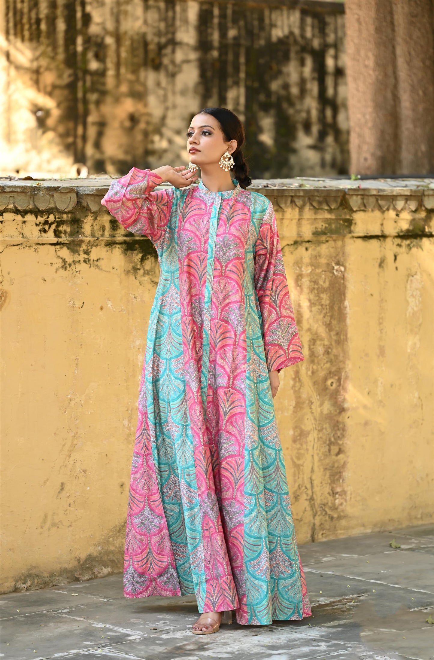 KARA- -قفطان من القطن والحرير مع جاكيت شتوي مبطّن-DELIVERY IN 1 OR 2 DAYS